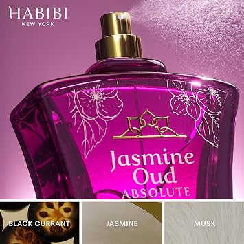H HABIBI Jasmine Oud Absolute Eau de Parfum for Women, 75 ml 2.5 fl oz, Luxurious Oud and Jasmine Perfume, Long Lasting Arabian Perfume, Made in USA