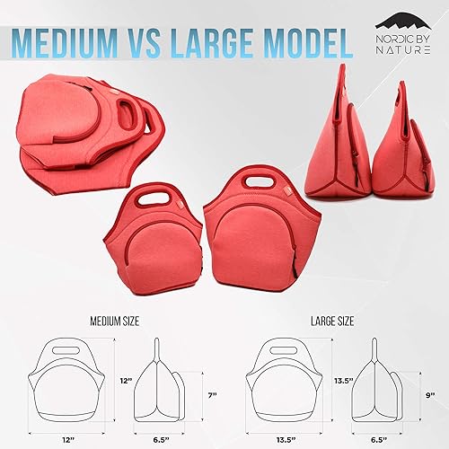 Miniatura 7 de Nordic By Nature Lonchera grande de neopreno para mujer y lonchera para niños, bolsa de almuerzo aislada, reutilizable, lavable, de neopreno grueso