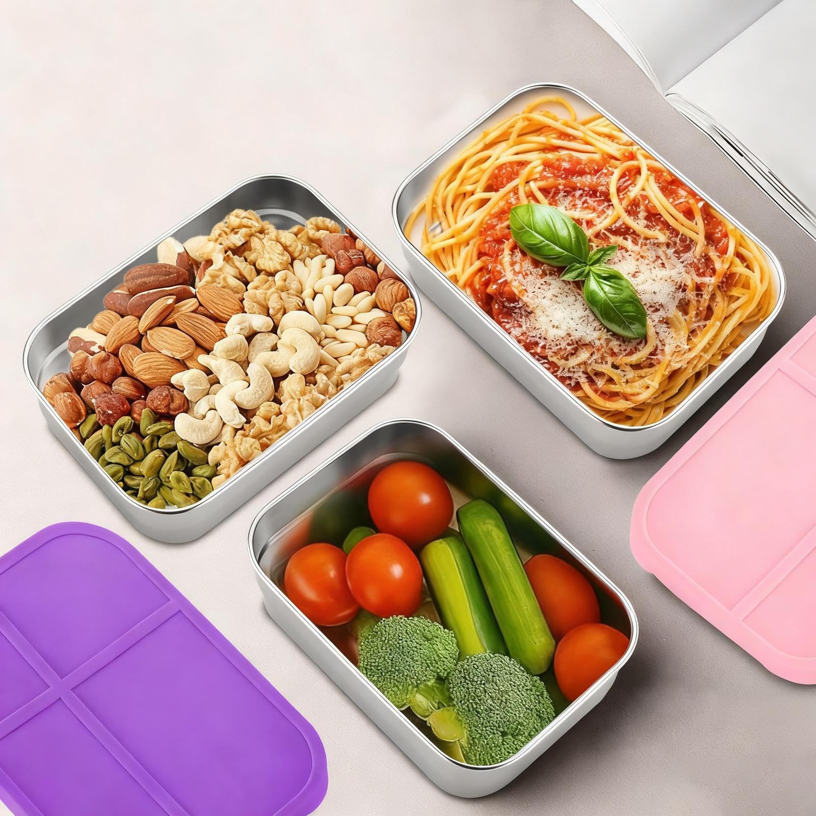 Envases de Acero Inoxidable para Snacks Recipiente Para Almacenar Comidas Y | Portátil De Alimentos Para Almuerzo Escuela Viajes Picnic Guardería Deportes Oficina Hogar Camping Senderismo