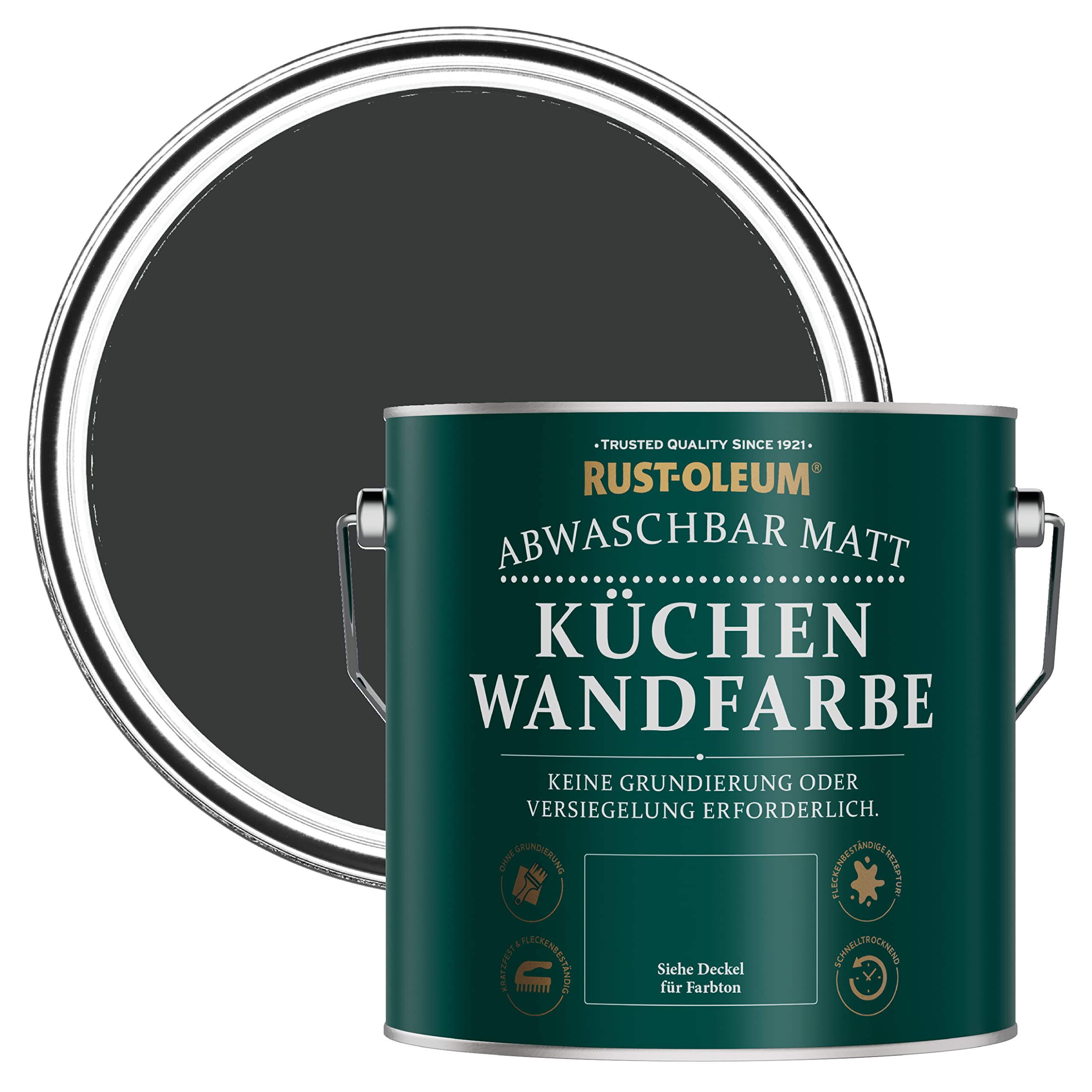 Rust-Oleum abwaschbare matte, geruchsarme schwarz Küchenwandfarbe - Natürliche Holzkohle 2,5 Litres