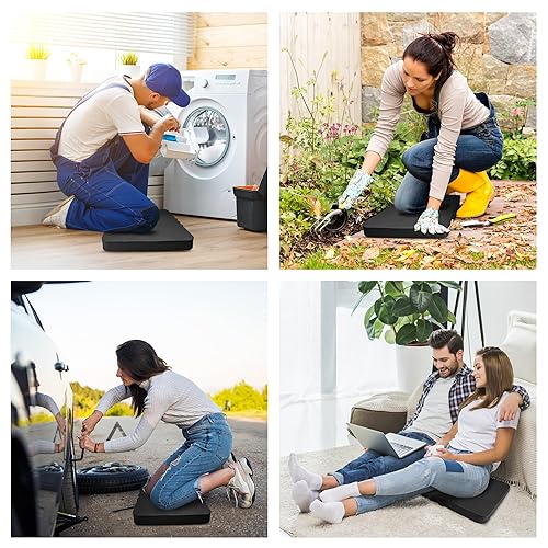 Miniatura 12 de HOOPLE Rodillera extra gruesa, cojín de espuma suave, rodilleras de jardinería impermeables, rodilleras ligeras para baño, suministros de Negro 0.7