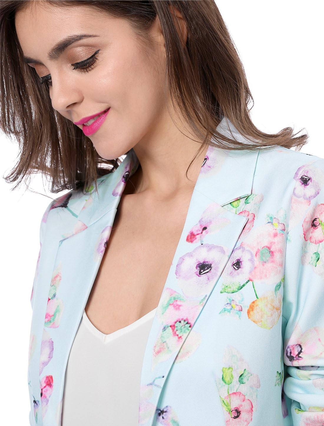 Allegra K Women's Work Casual Fitted Blazer Notch Lapel Printed Open Front Suit Jacket - Image 6