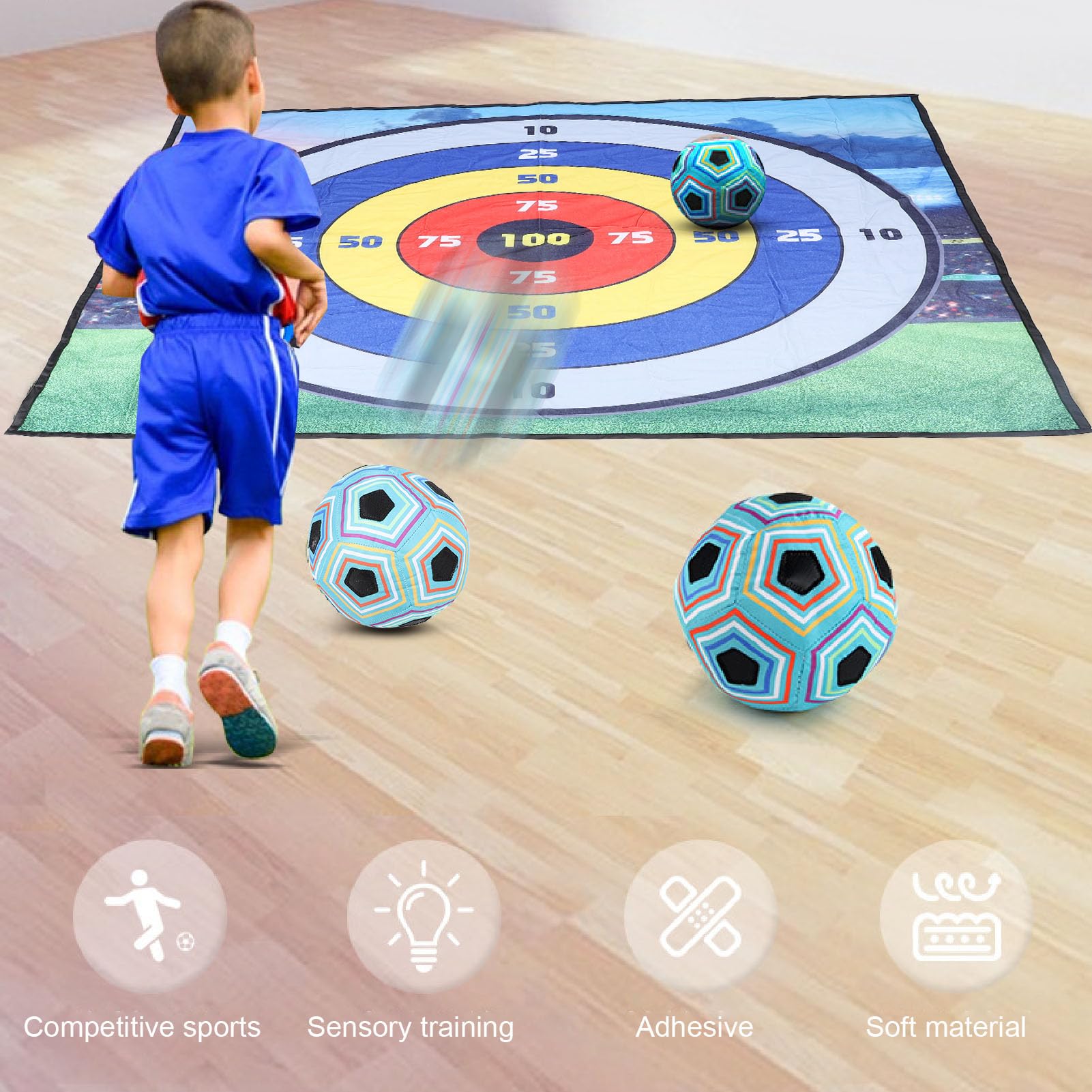 Soccer Ball Game Set for Kids, Indoor Outdoor Backyard Toss Soccer Goal Game with Soccer Ball, Indoor Outdoor Play Equipment, Soccer Training Equipment for 3+ Year Old Boys Girls