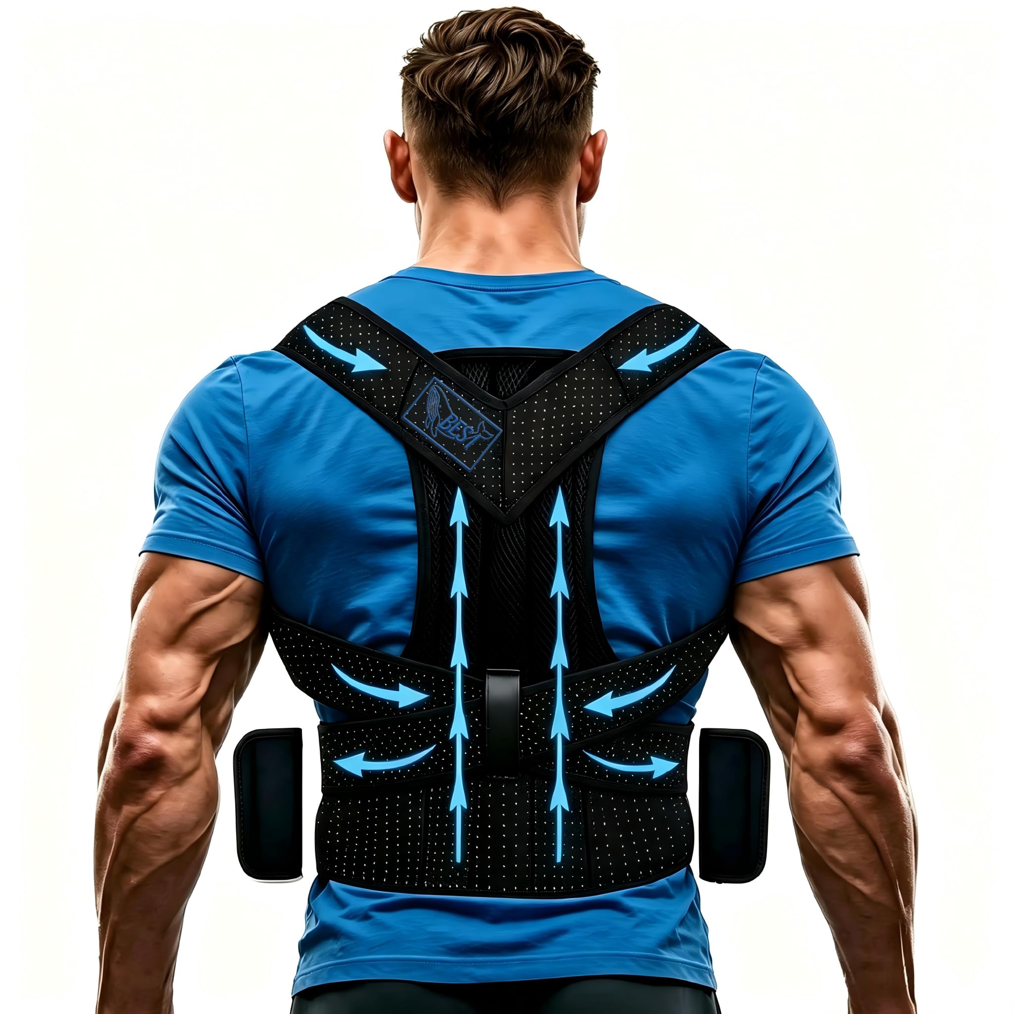 LifeLove Adjustable Posture Support Brace for Upper Back & Shoulders, Fits Height Under 200cm & Waist Under 120cm