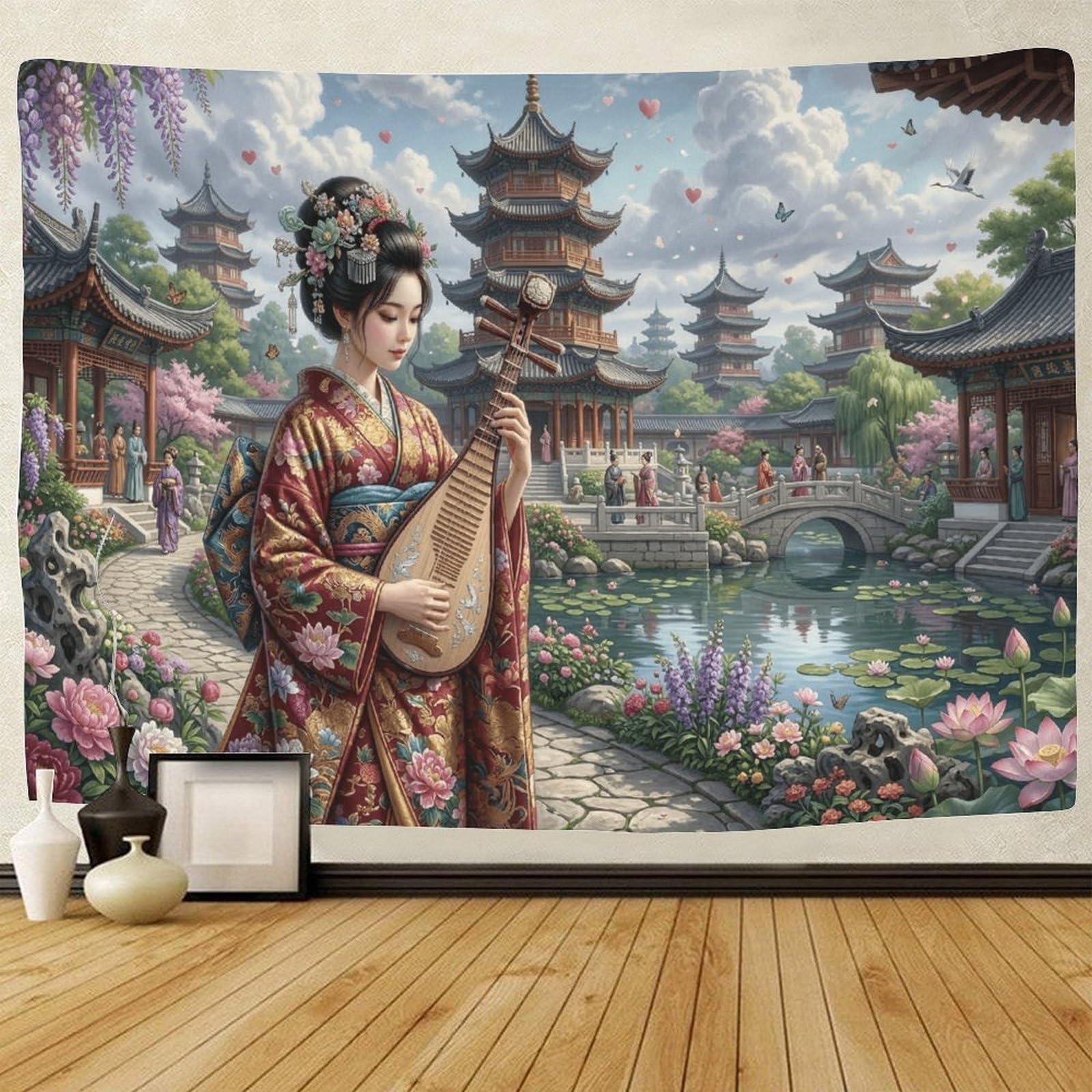 GPMNBCXZK Japanese Geisha 3D Printed Wall Art Traditional Home Garden Bedroom Decor Wall Tapestry 70cmx100cm