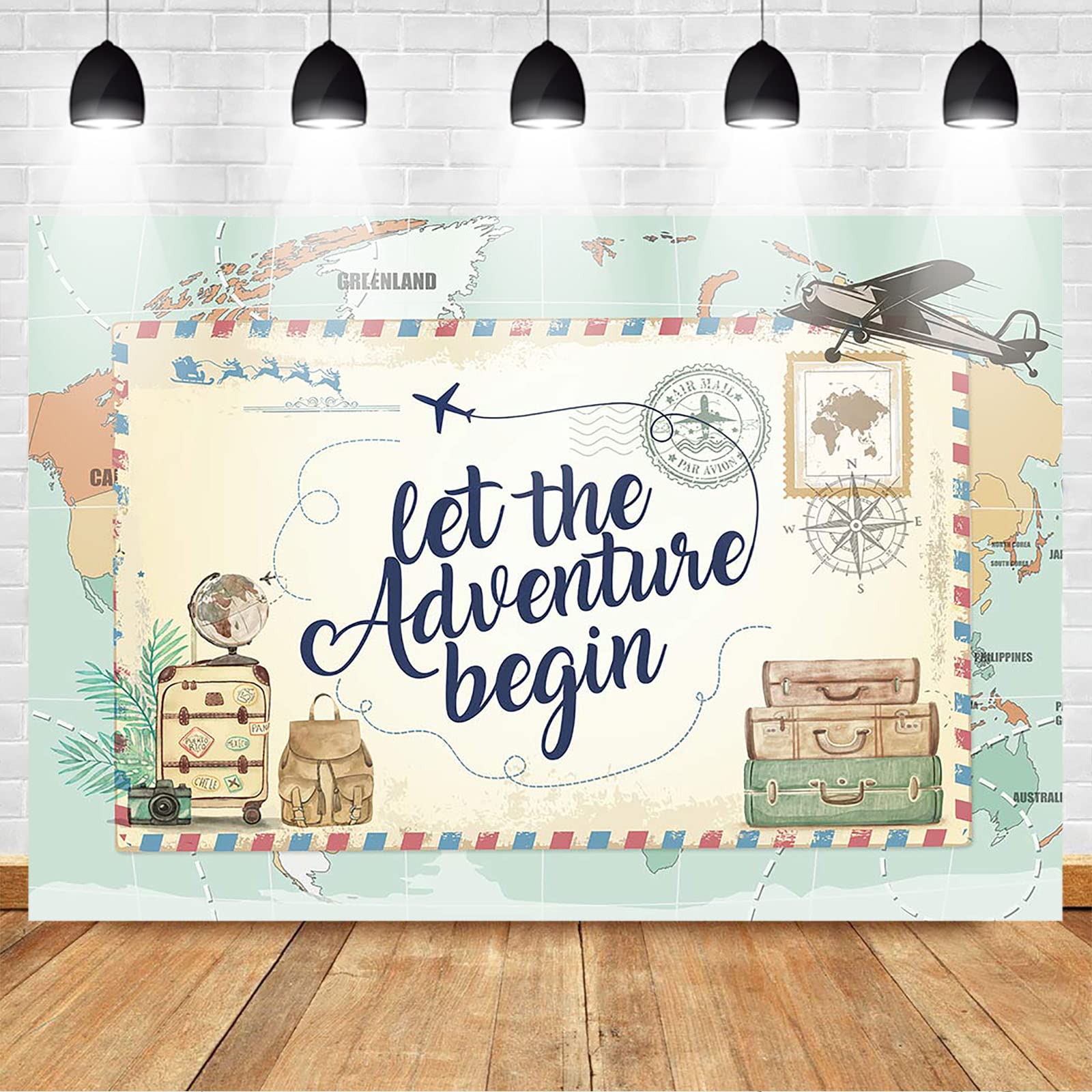 Mocsicka Fotohintergrund 'Adventure Awaits' – 2,1x1,5 M Vinyl, Reise-Thema Für Babyparty & Fotoshooting