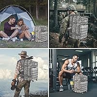 Vista 4 de Mochila táctica militar de camuflaje gris de 45 L, paquete de asalto Molle de 3 días, mochila grande para hombres, senderismo al aire libre