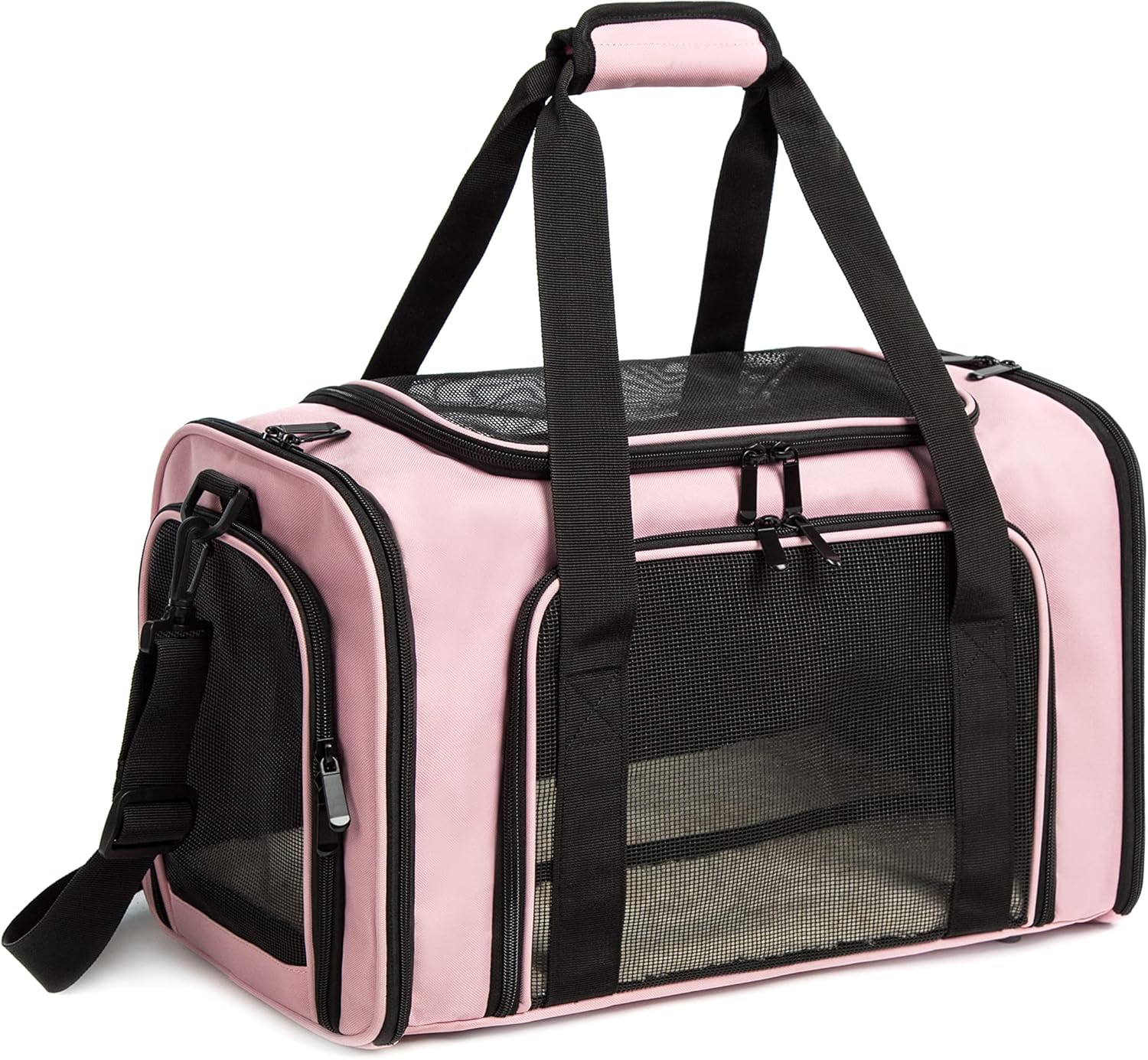 HAOMAIBD Cat Carrier Dog Pet Carriers for Medium Small Cats Dogs Puppies up to 15 Lbs,TSA Airline Approved Soft Sided,Collapsible Travel Puppy (Medium, Pink) (RR001-PIM)