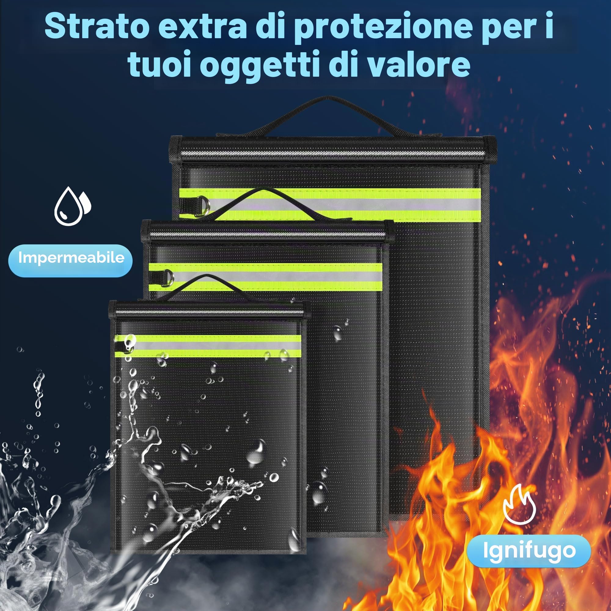 Faraday - Confezione da 5 sacchetti Faraday a prova di EMP, per computer portatili, tablet, telefoni e chiavi dell'auto, gabbia Faraday con manico e striscia riflettente, sacchetti EMP per