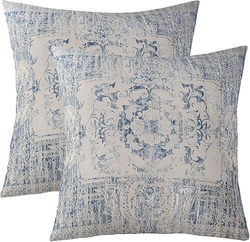 Juego de 2 fundas de almohada con patrón de alfombra vintage para niños, estilo retro, de 18 x 18 pulgadas, juego de 2 fundas de almohada