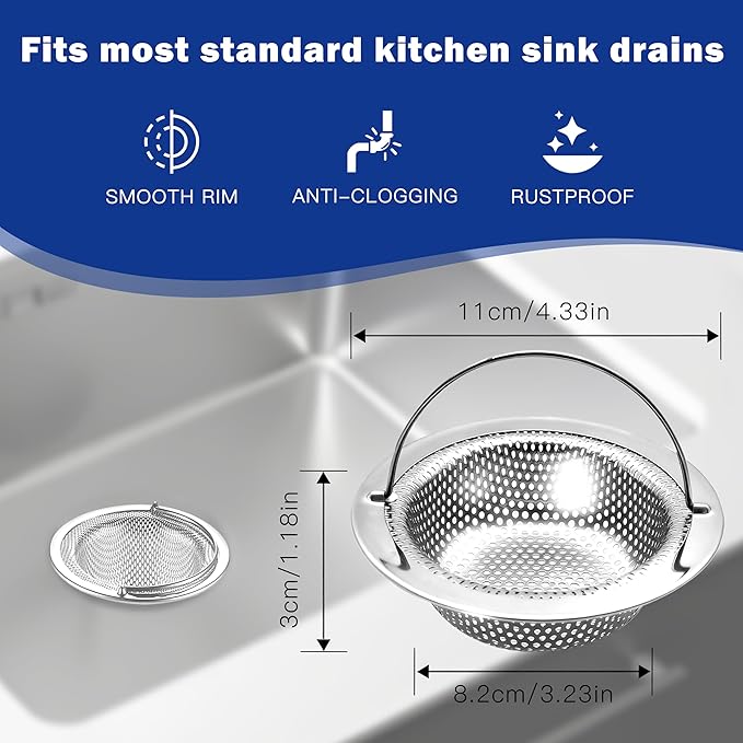 Colador para Fregadero de Acero Inoxidable, 2 Pack, Universal miniatura 2