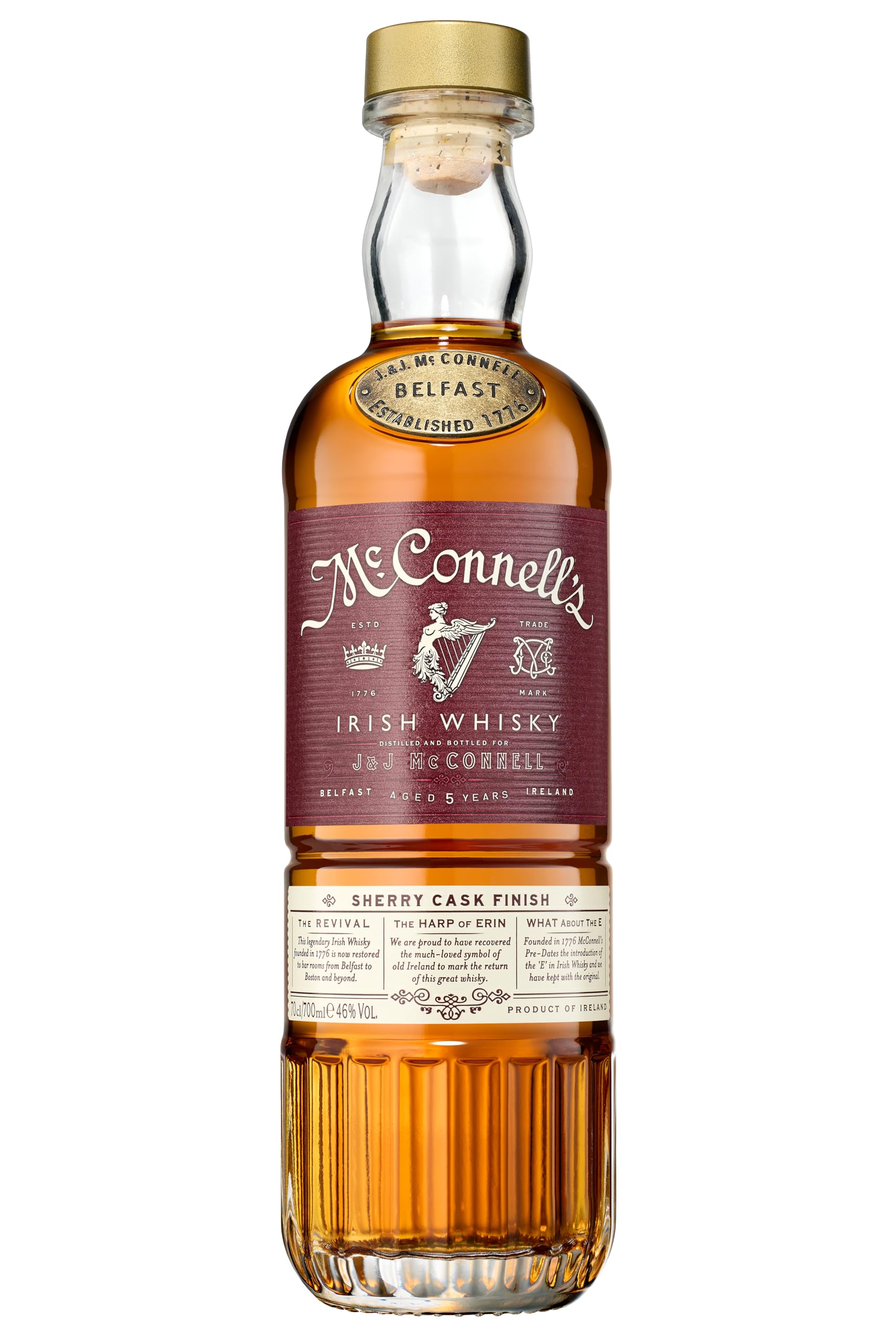 McConnell's Irish Whisky Sherry Cask 700ml, 46% ABV, Premium Irish Whiskey, Finished in Oloroso Sherry Casks