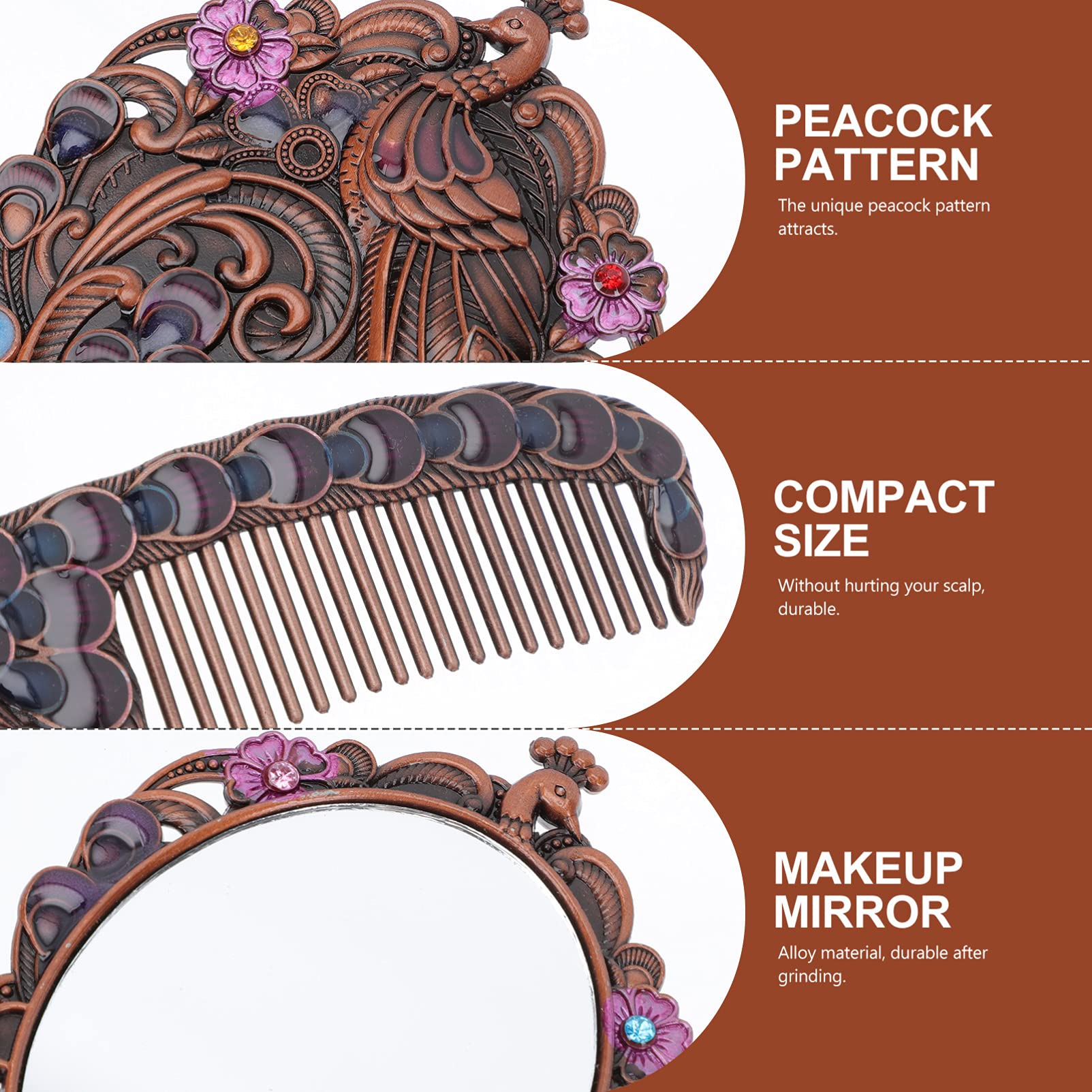 FRCOLOR 4sets Specchio Da Trucco Portatile Con Pettine Specchio Cosmetico Per Viaggi e Uso Quotidiano Accessori Bellezza Per Donne e Ragazze Design Compatto e Resistente