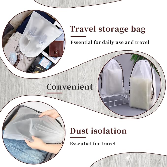 Protections Chaussures Poussière 8 Sacs à Chaussures De Voyage Transparents 20x16cm - Étanches, Cordon Serrage - EVA - Aeaocvo Rangement Valise Cordon Serrage Protections Chaussures Poussière 8 Sacs à Chaussures De Voyage Transparents 20x16cm - Étanches, Cordon Serrage - EVA - Aeaocvo Rangement Valise Cordon Serrage