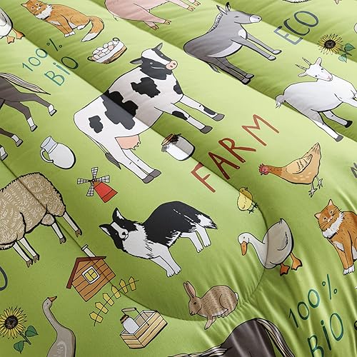 Miniatura 4 de QOOMO - Juego de edredón tamaño matrimonial con animales de granja, juego de edredón estilo granja para niños, adolescentes, niñas y niños, juego de