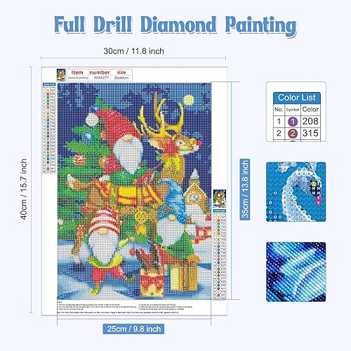Miniatura 2 de NAIMOER Kits de arte de diamantes de gnomos para adultos, bricolaje 5D de diamantes de Navidad para principiantes, taladro completo de invierno,