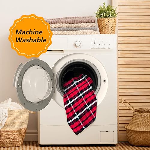 Miniatura 7 de Christmas Buffalo Plaid Outdoor Doormat 23.6 x 51.2 BlackRed Checkered Rug,Cotton Hand-Woven Washable Front Layered Door Mats Reversible Fall Porch