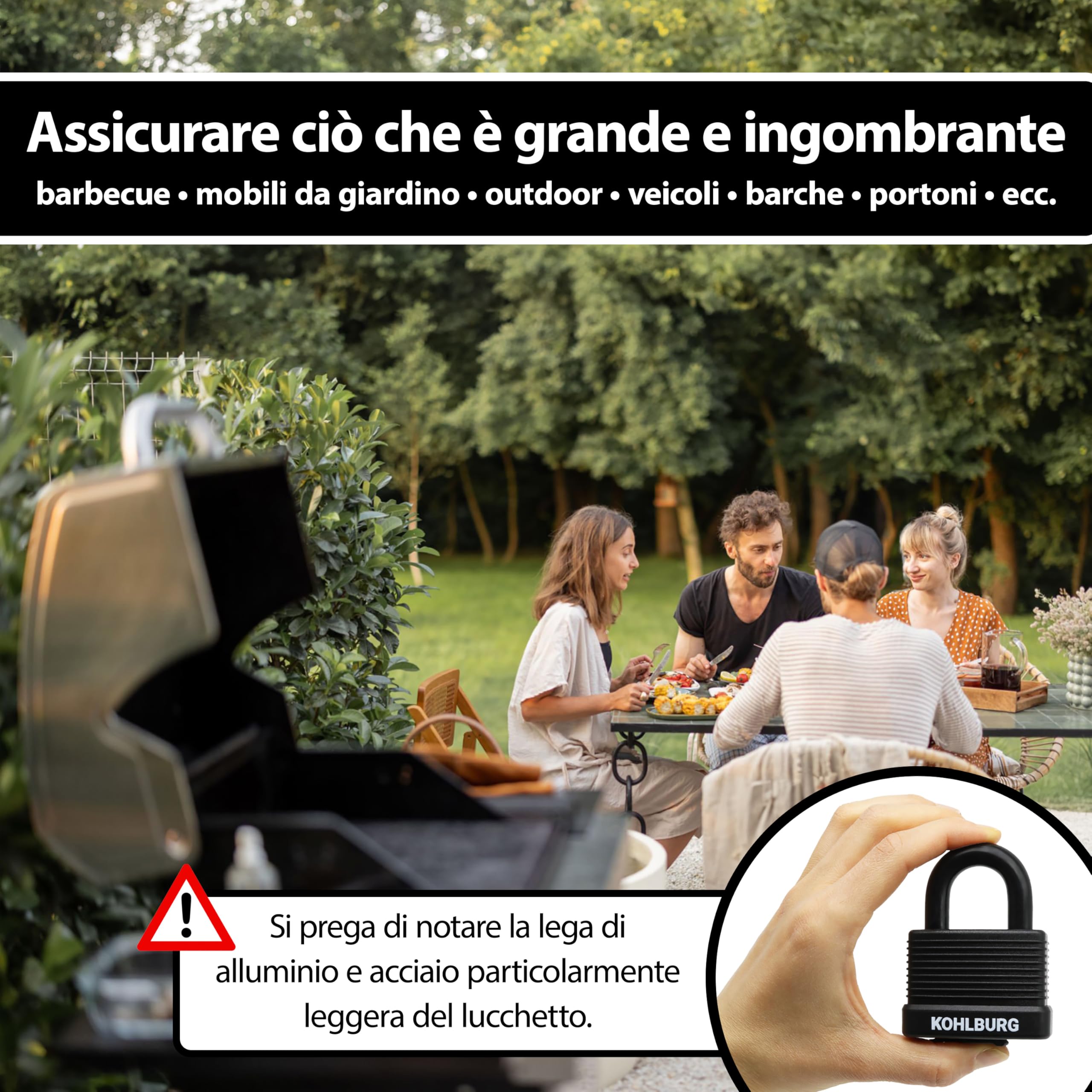 KOHLBURG cavo antifurto da 10 metri – lucchetto per bicicletta con 3 chiavi – chiusura a pressione – cavo in acciaio da 10 m come antifurto per bici, rimorchi, passeggini e mobili da giardino