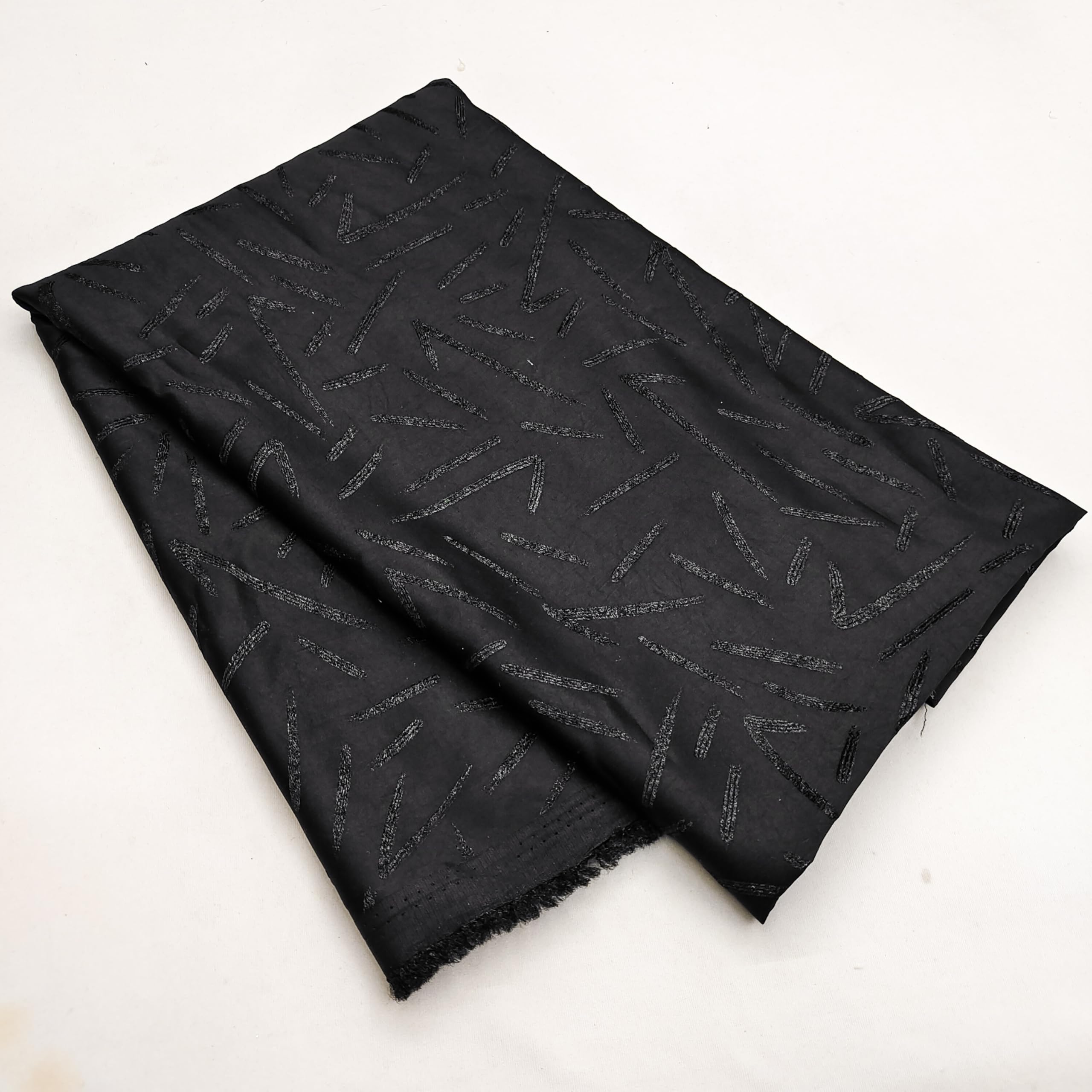 B-FASHION Luxury Black Embossed Polyester Jacquard Fabric – 58" Width, 2.5 Meter Length | Kurta, Blazer, Sherwani Use