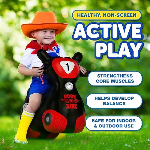 Miniatura 4 de WADDLE Bouncy Hopper - Patinete inflable de juguete, para interiores y exteriores, para niños y niñas a partir de 2 años (zoom negrorojo)