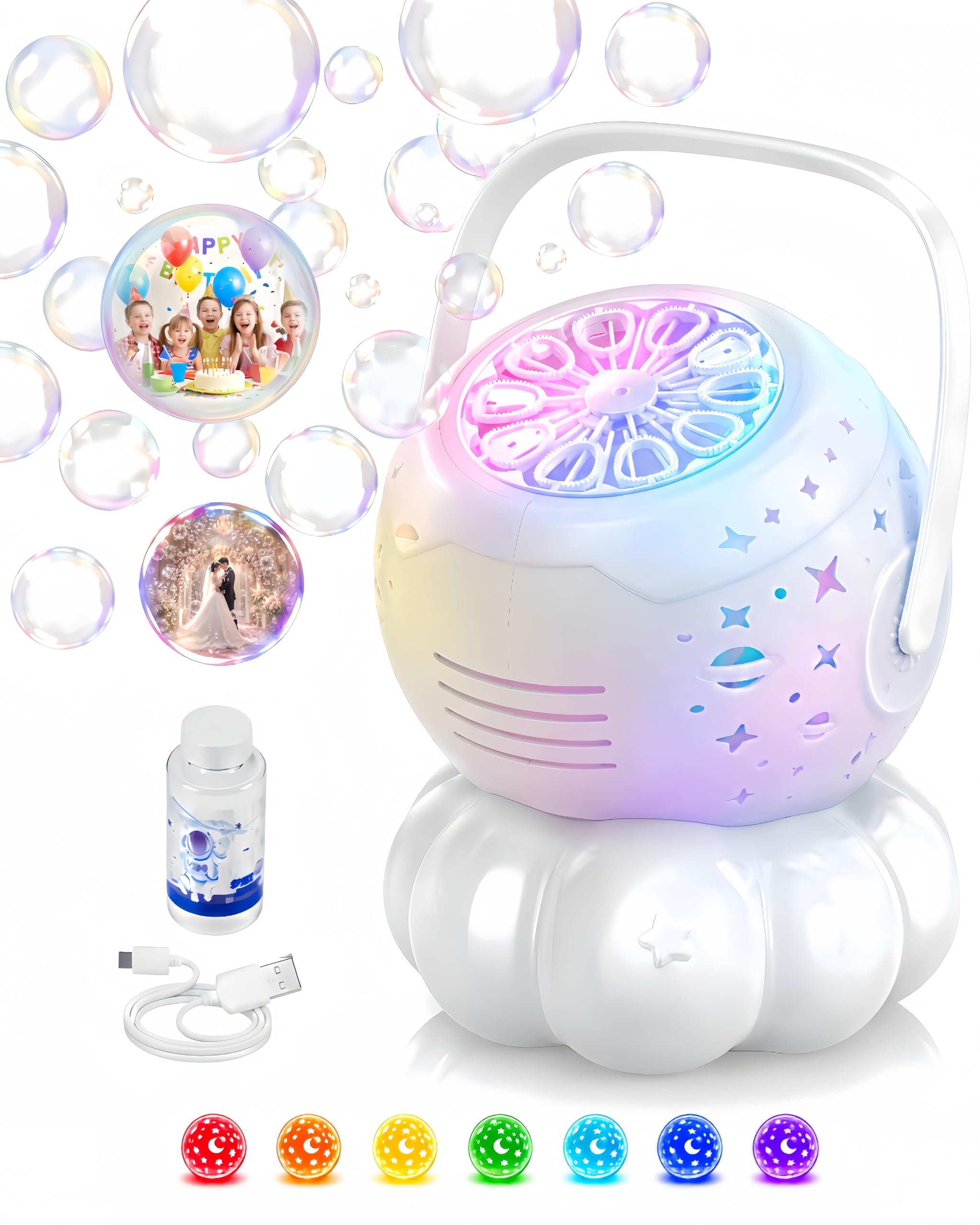 Rechargeable Bubble Machine for Kids (Spherical)