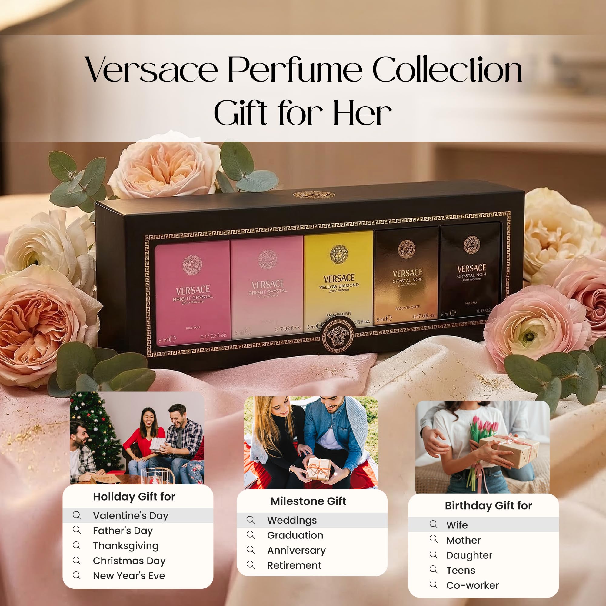 Versace Perfume for Women Gift Set, 5-Piece Mini Fragrance Sampler