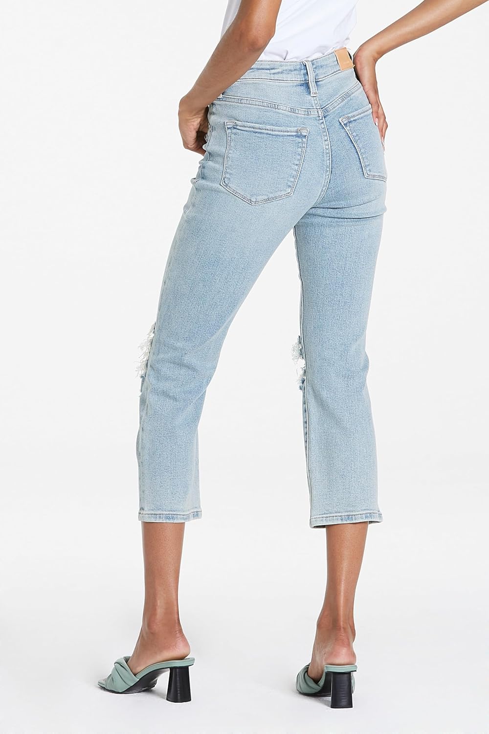 DEAR JOHN Frankie Straight Leg Jeans Women's High Rise Cropped Comfort Stretch Denim - Image 4