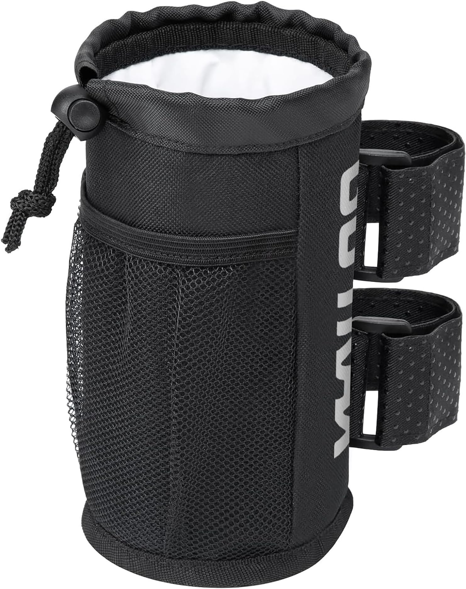 Cup Holder, Bike Water Bottle Holder for E Scooters & E-Bikes - Adaptable, No-Screw Installation, Mesh Pockets, Sticky Straps - Fits Cups Diameter Less Than 3.15in/8cm - Black