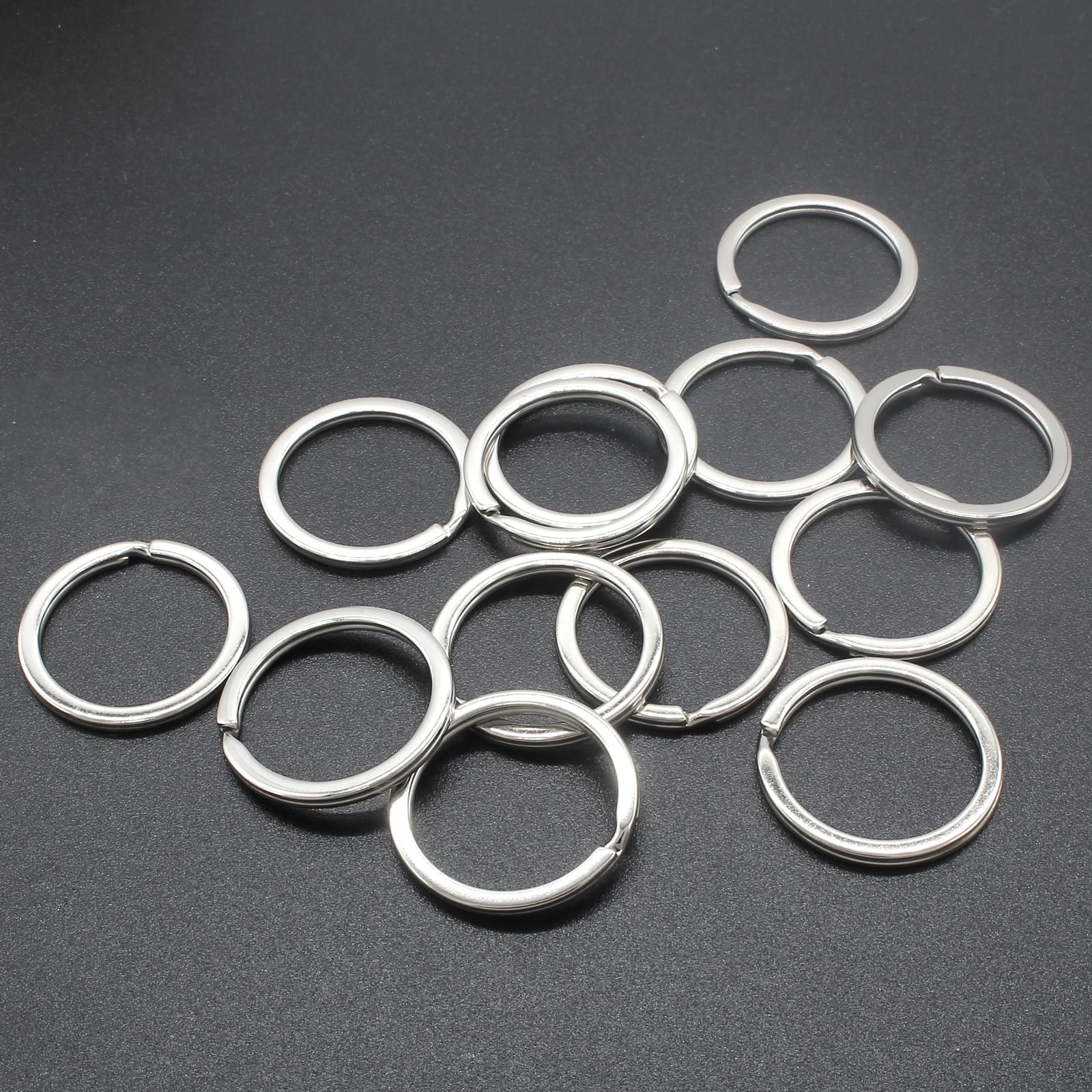 Anelli portachiavi piatti in metallo, 100 pezzi, 30 mm, in argento, piccoli anelli spaccati rotondi per casa, auto, ufficio, chiavi, organizzazione fai da te, accessori artigianali