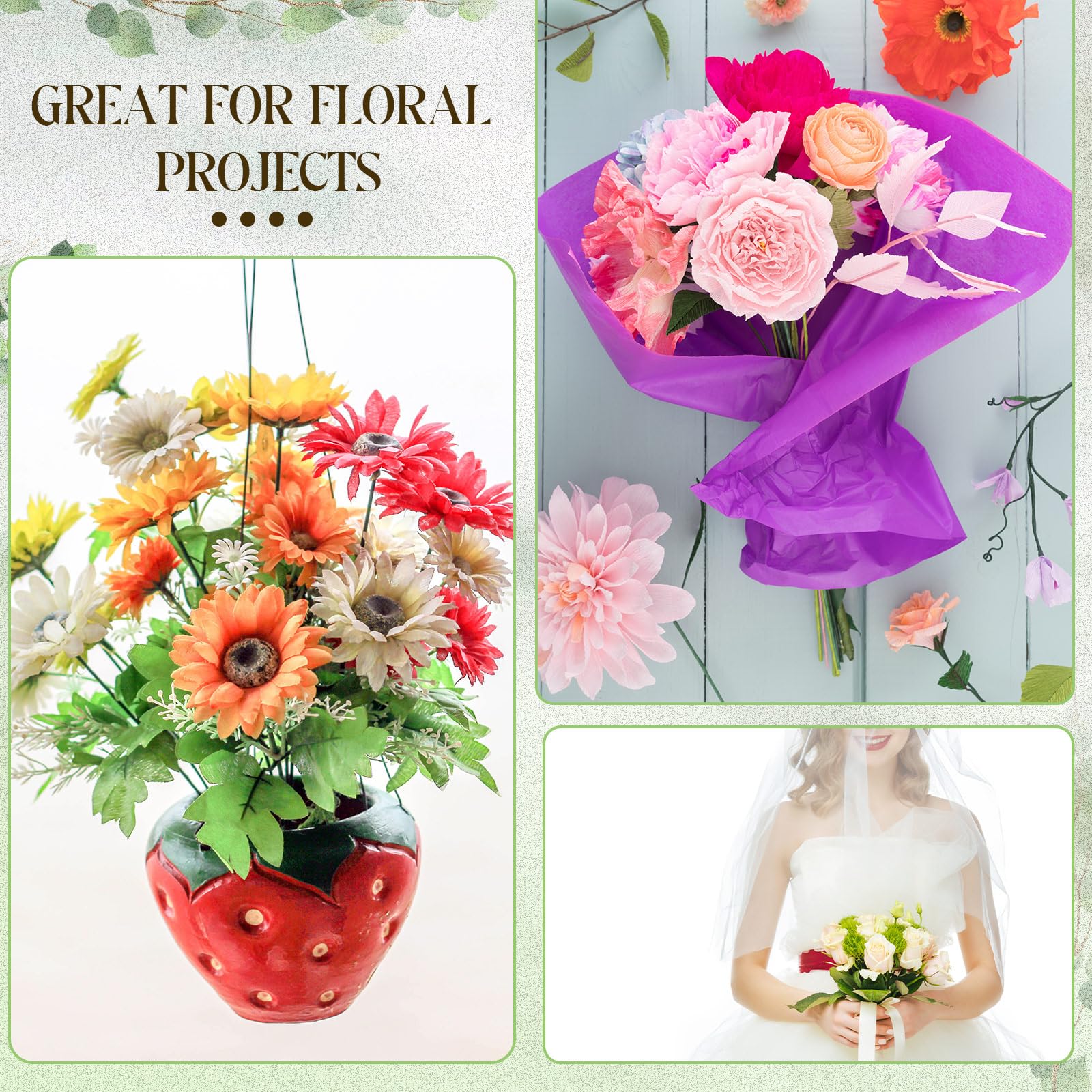 Ferraycle Lot de 600 tiges de fil floral flexible de calibre 18 pour loisirs créatifs, guirlande de Noël et arrangements floraux (vert foncé)