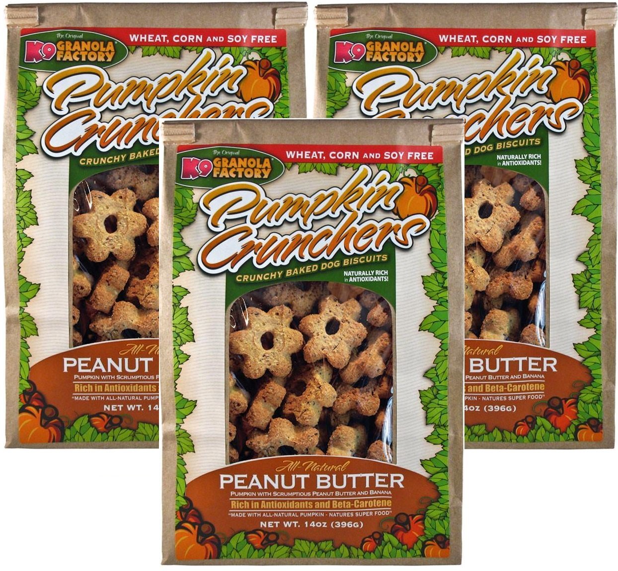 Pumpkin Crunchers Dog Treat Peanut Butter e Banana, 14 once ciascuno