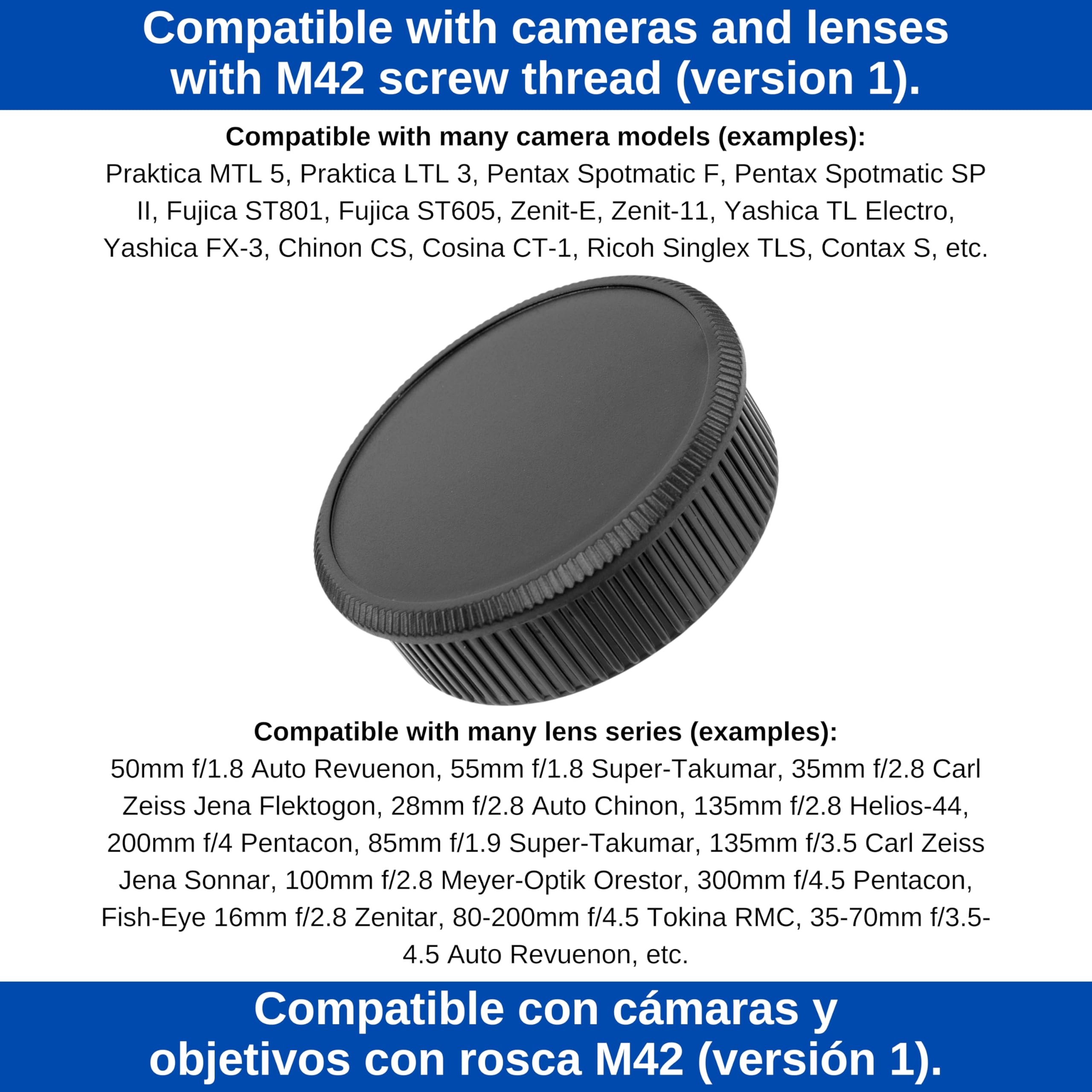Set accessori per fotocamere con 1 copertura protettiva per fotocamera e 1 copriobiettivo posteriore, compatibile con LEICA M42, per obiettivo da 42 mm, ricambio cappucci protettivi, Camera, Cover