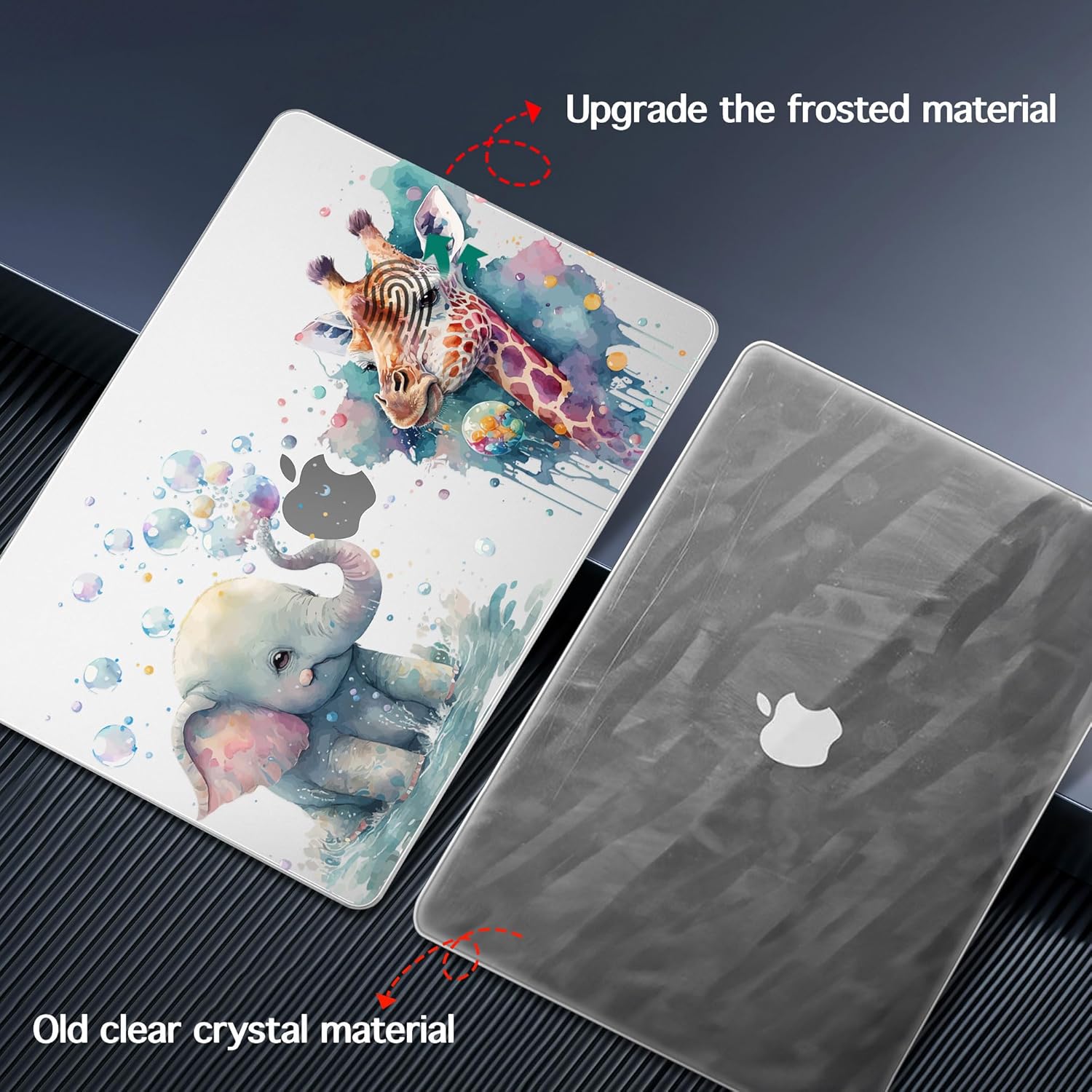 for MacBook Air 13.6 inch Case M4 M3 M2 2025 2024-2022 Release Model A3240 A3113 A2681, Sturdy Plastic Hard Shell Case & Screen Protector for MacBook Air M2 13 inch, Elephant & Giraffe - Image 5