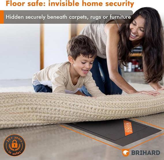 Floor mountable A4 documents fitting Safe with Key Lock - 13,5L Secure Storage - External size 18x42x26cm Home Safe with Key Lock - Floor mounted Heavy Duty Safety - Internal size 17x36x22cm