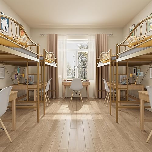 Miniatura 60 de GAOMON Marco de cama de hierro moderno y elegante con cabecera y estribo, estructura de soporte firme, marco de cama de plataforma de metal, no