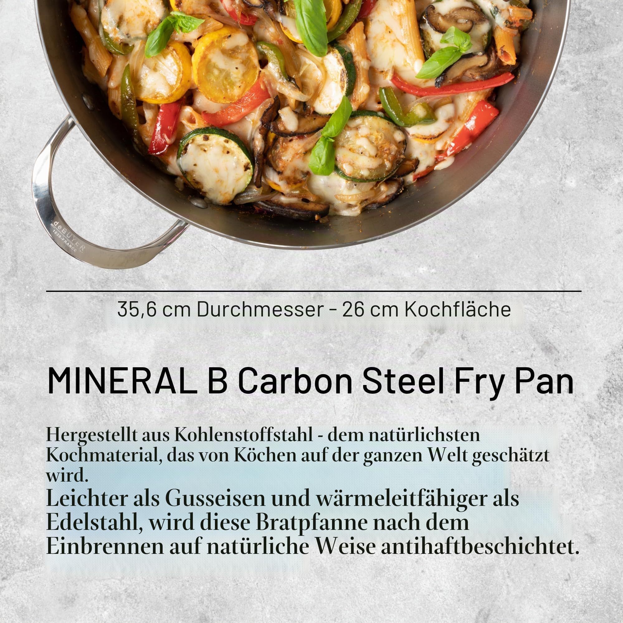De Buyer - Pfanne MINERAL B aus Stahl mit Henkel - 36 cm - 5610.36 – Bild 2