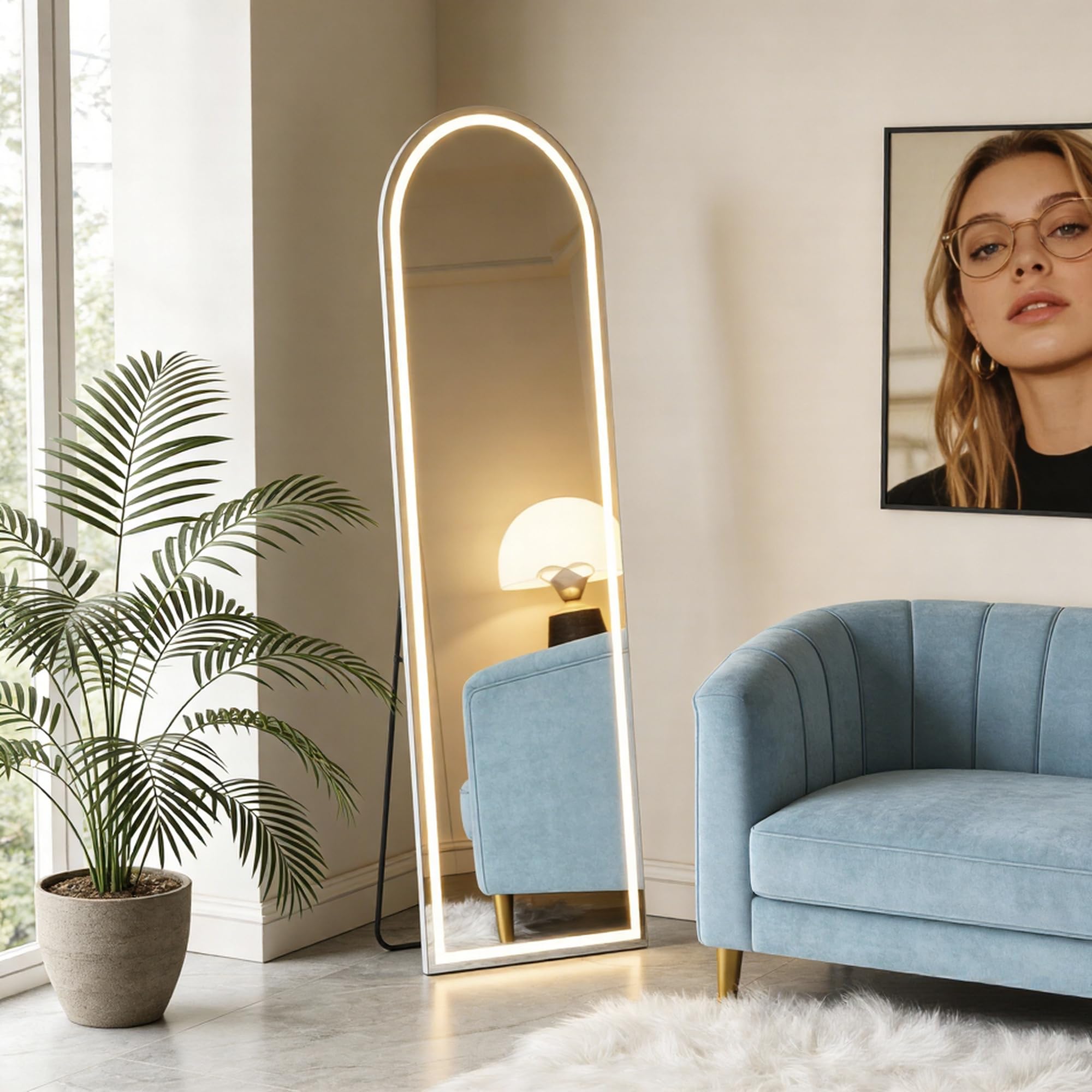 newbulig full length mirror, full body floor mirror with aluminum alloy thin frame, wall or standing mirror for bedroom, living room, dressing room