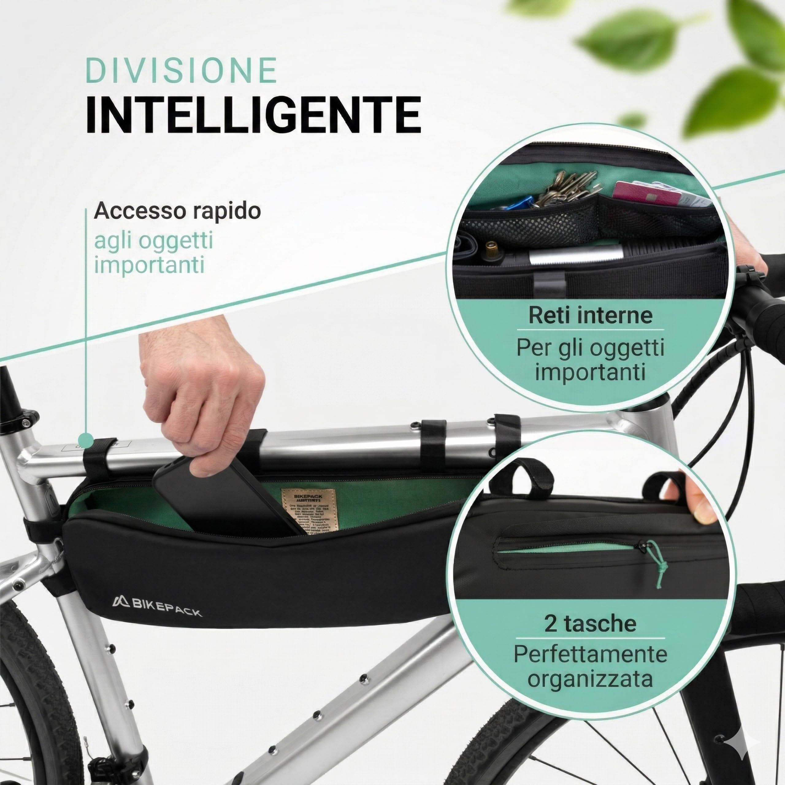 BIKEPACK Borsa per bicicletta – Borsa ideale per bicicletta da corsa e mountain bike – Borsa piccola per tubo superiore perfetta come borse da bicicletta, BP002
