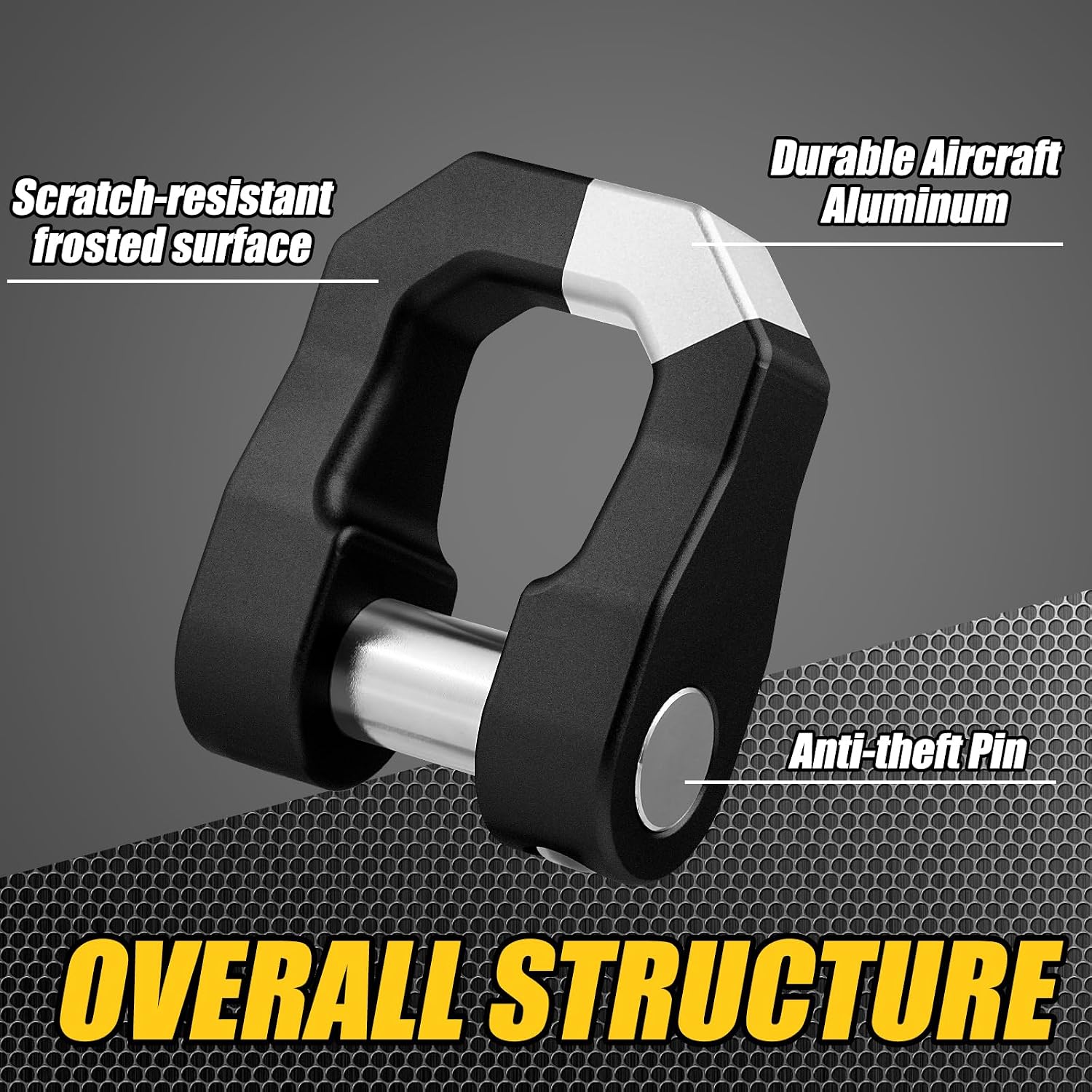 3/4" D Ring Shackles, 70,000 lb Break Strength, Black, 2 Pack