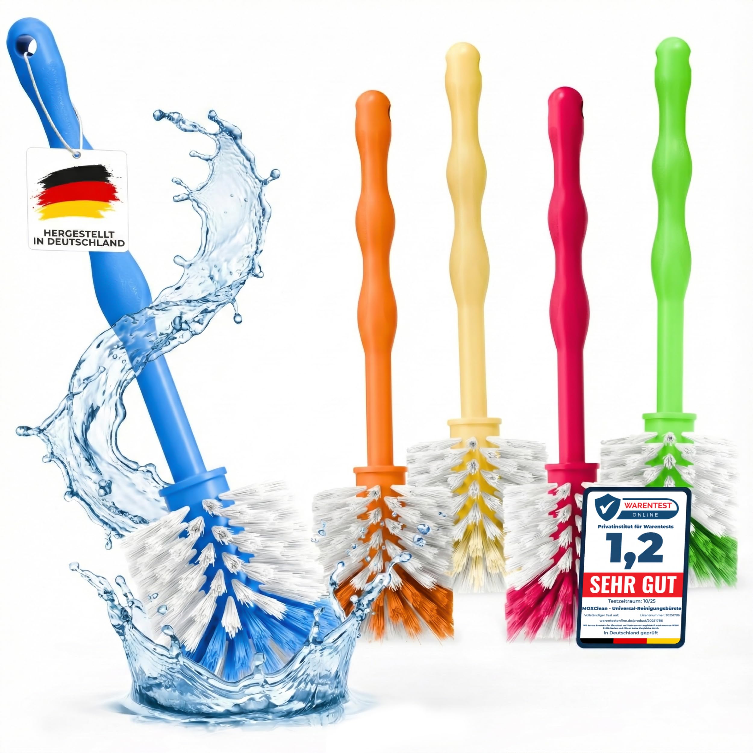 Moxclean Set Of 5 Colourful Premium Universal Cleaning Brush Compatible With Thermomix Tm7 And Food Processors Made In Germany, Note 1.2. Dishwashing Brush For Effective Cleaning Without Scratches, Set Of 5 In Colourful