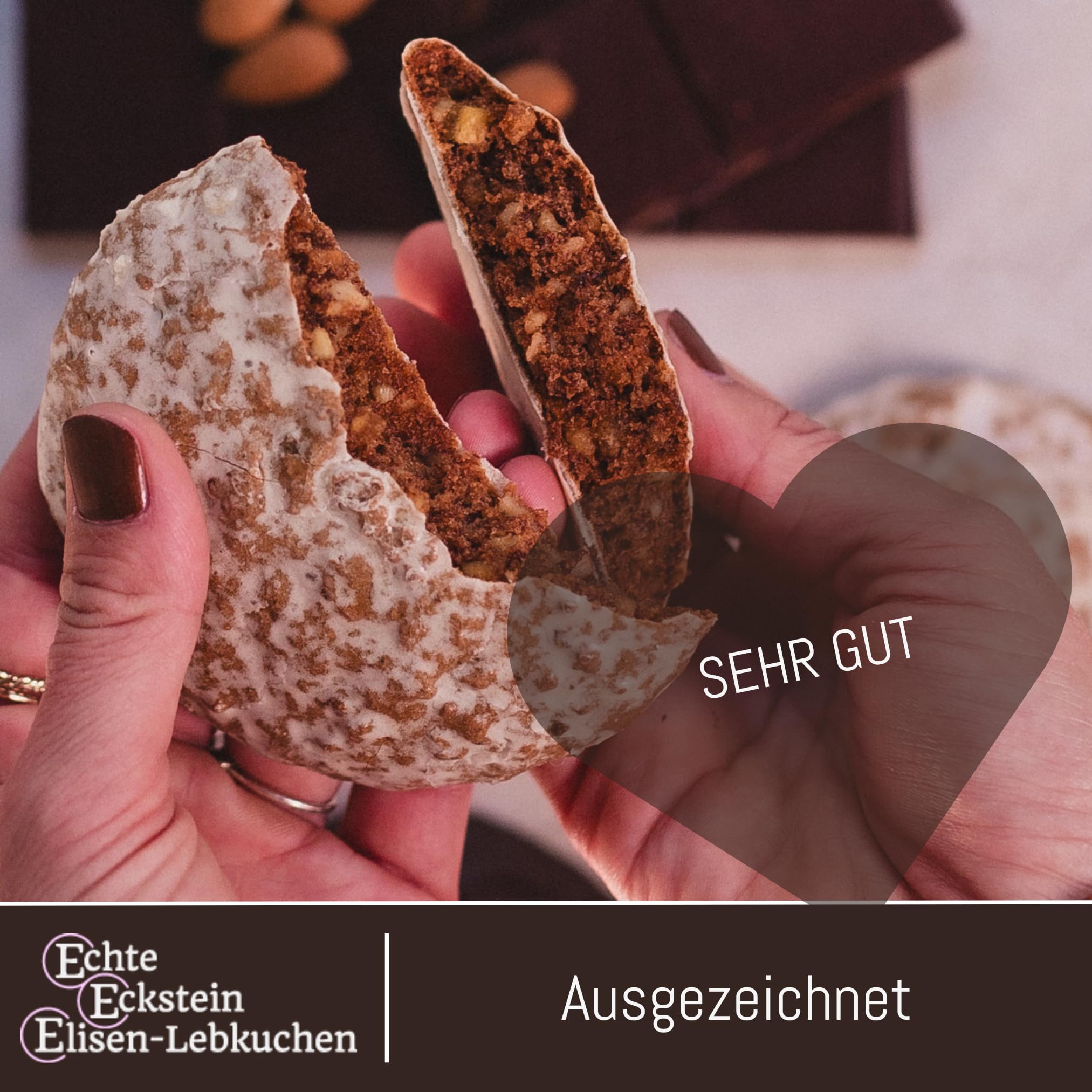 Lebkuchen Eckstein - 20 Stück gemischt - 1500g - Nürnberger Elisenlebkuchen | Echte Nürnberger Elisen-Lebkuchen · 20 Stück gemischt · 1500g · einzeln verpackt · für Familie & als Geschenk