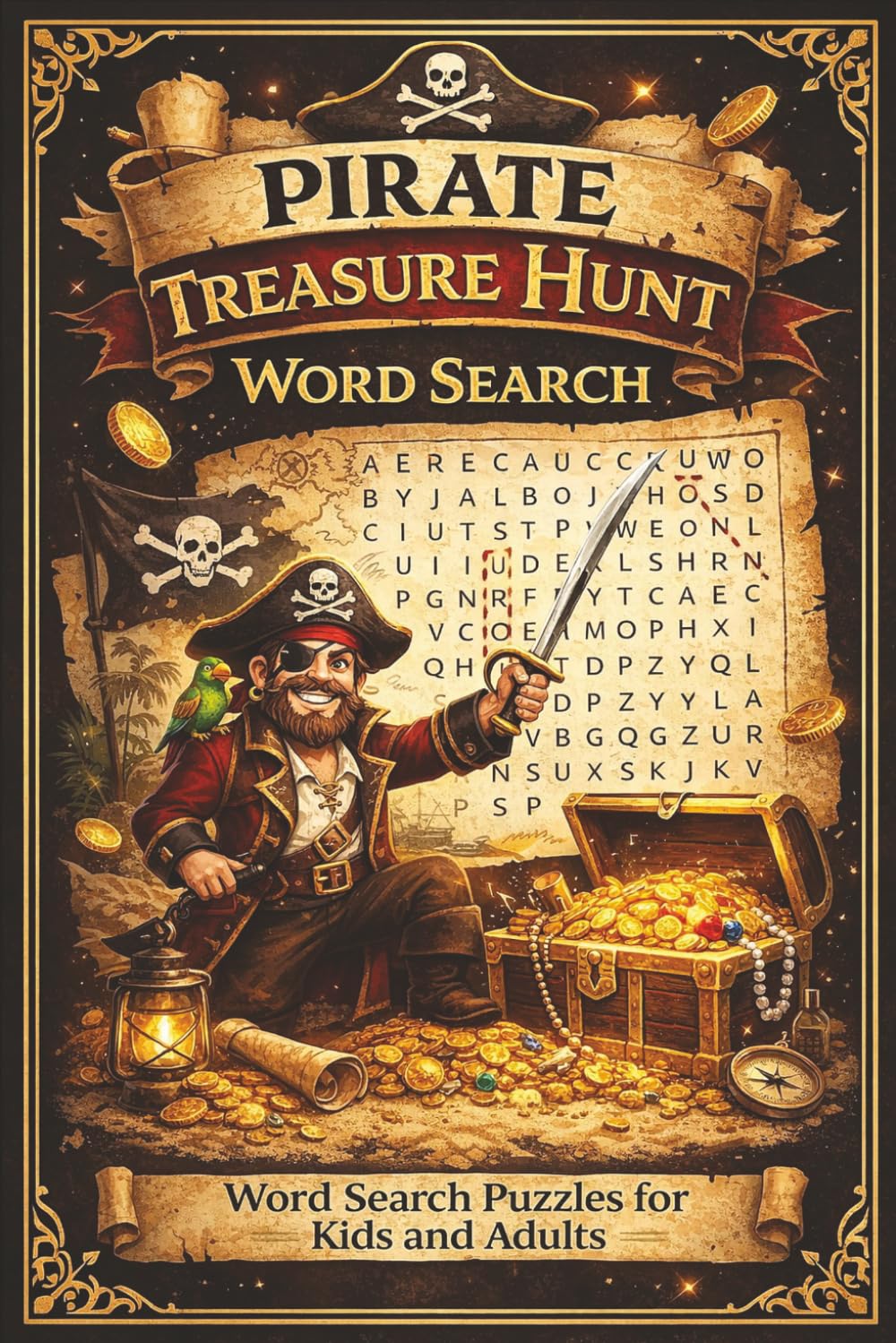 Pirate Treasure Hunt Word Search Puzzle Book: Word Searches with Easy to Read Print about Pirates, Treasure Hunts, Ocean Adventures, Exploration, and ... Gift for Vacations, Holidays, and Free Times