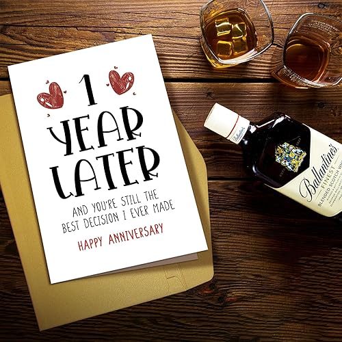 Miniatura 6 de Supoeguk Tarjeta de feliz año para novia, novio, tarjeta de primer aniversario para él y ella, divertida tarjeta de primer aniversario de boda para