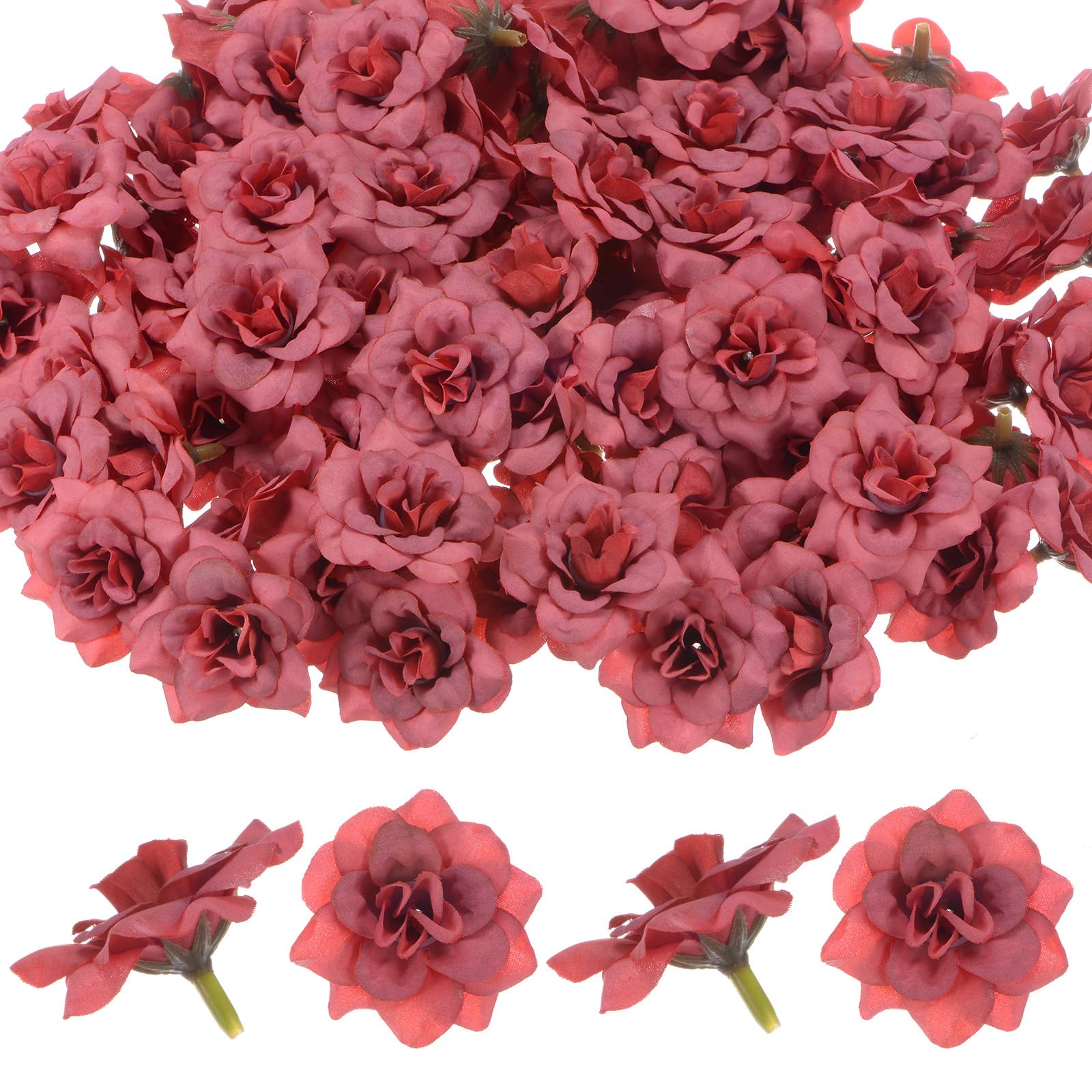 M METERXITY 100-Pack Artificial Roses Heads, Silk Faux Rose Head for Wedding/Bouquet/DIY Crafts/Party Decoration