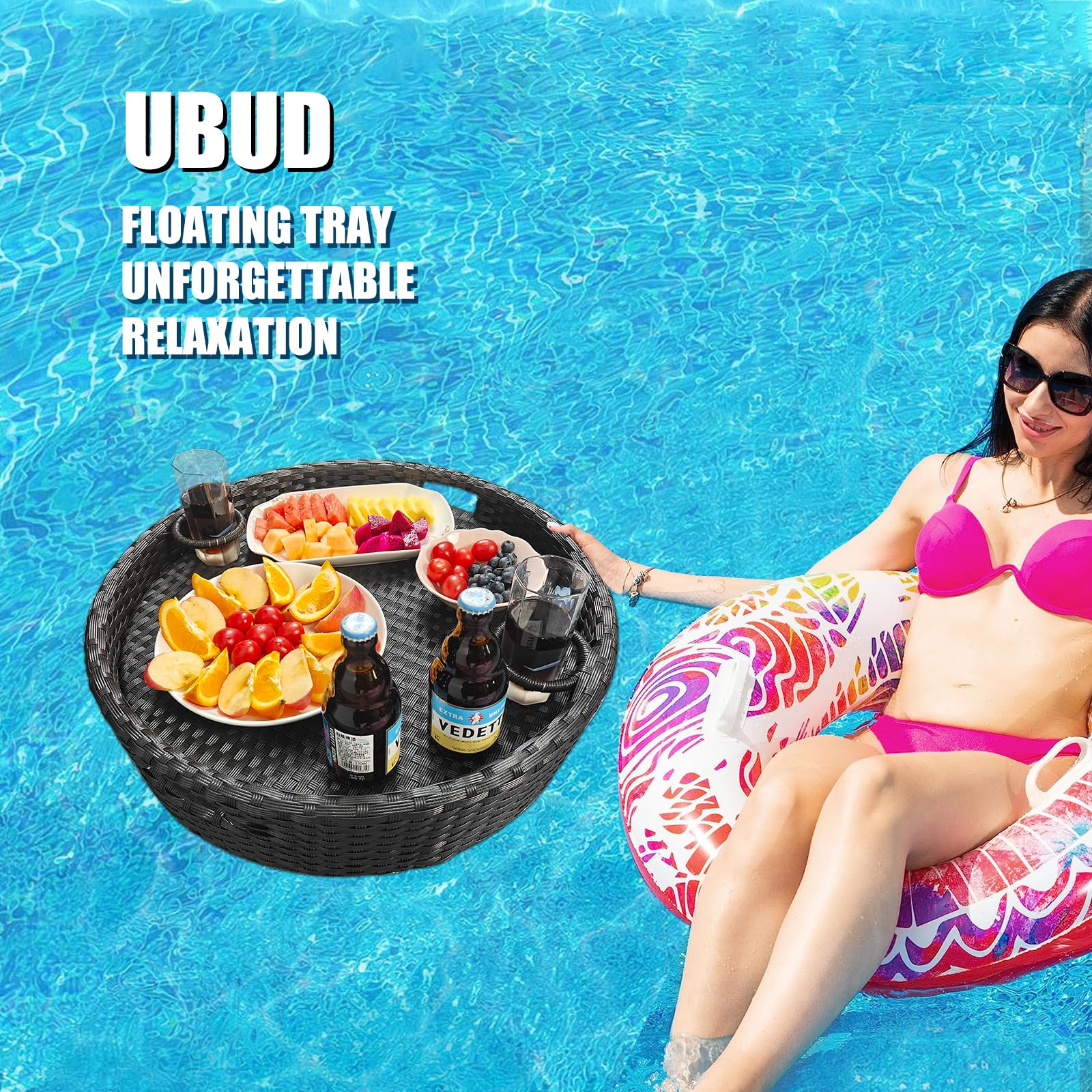 Bandeja flotante para piscina, bandeja flotante para piscina, bandeja flotante, mesa de billar flotante, ideal para alimentos y bebidas, mesa flotante para piscina, bandeja flotante esencial para