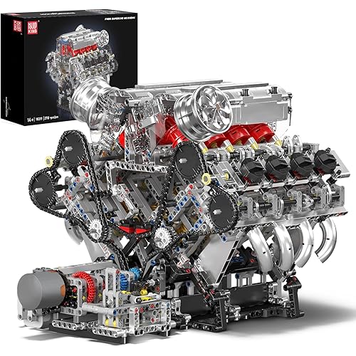 Mould King 10219 V8 Engine Model Kit - Build Your Own Supercar Model Engine, STEM Engineering Building Blocks Sets with Motor, 8-Cylinder Engine Building Kits for Boy Kids Adults(2718 Pieces)