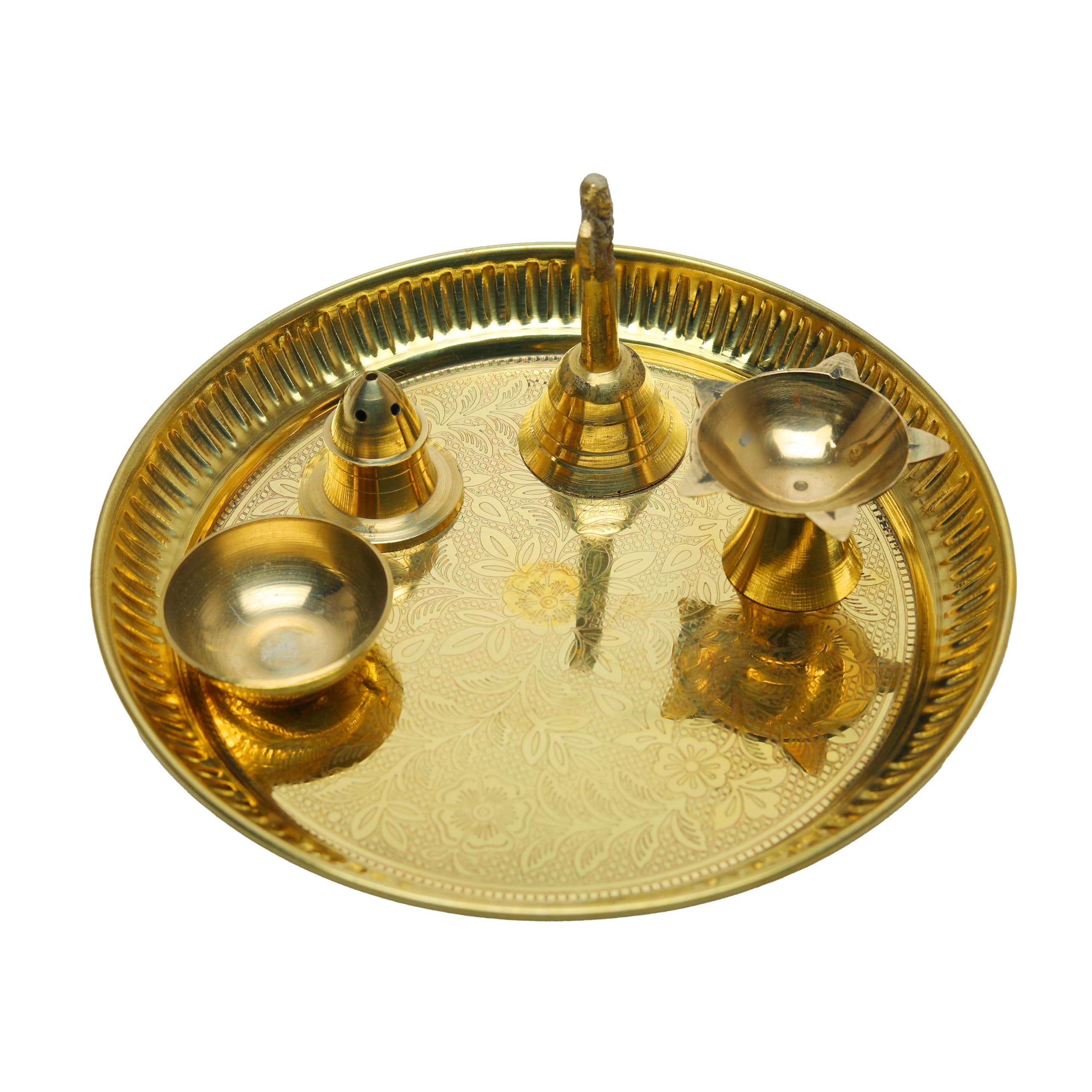 Coffret de Pooja indien en laiton 5 pièces le cadeau idéal pour crémaillère et Diwali