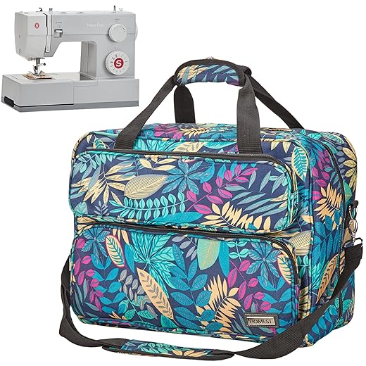 HOMEST Sewing Machine Carrying Case, Universal Tote Bag with Shoulder Strap Compatible with Most Standard Singer, Brother, Janome, Floral (Patent Design)