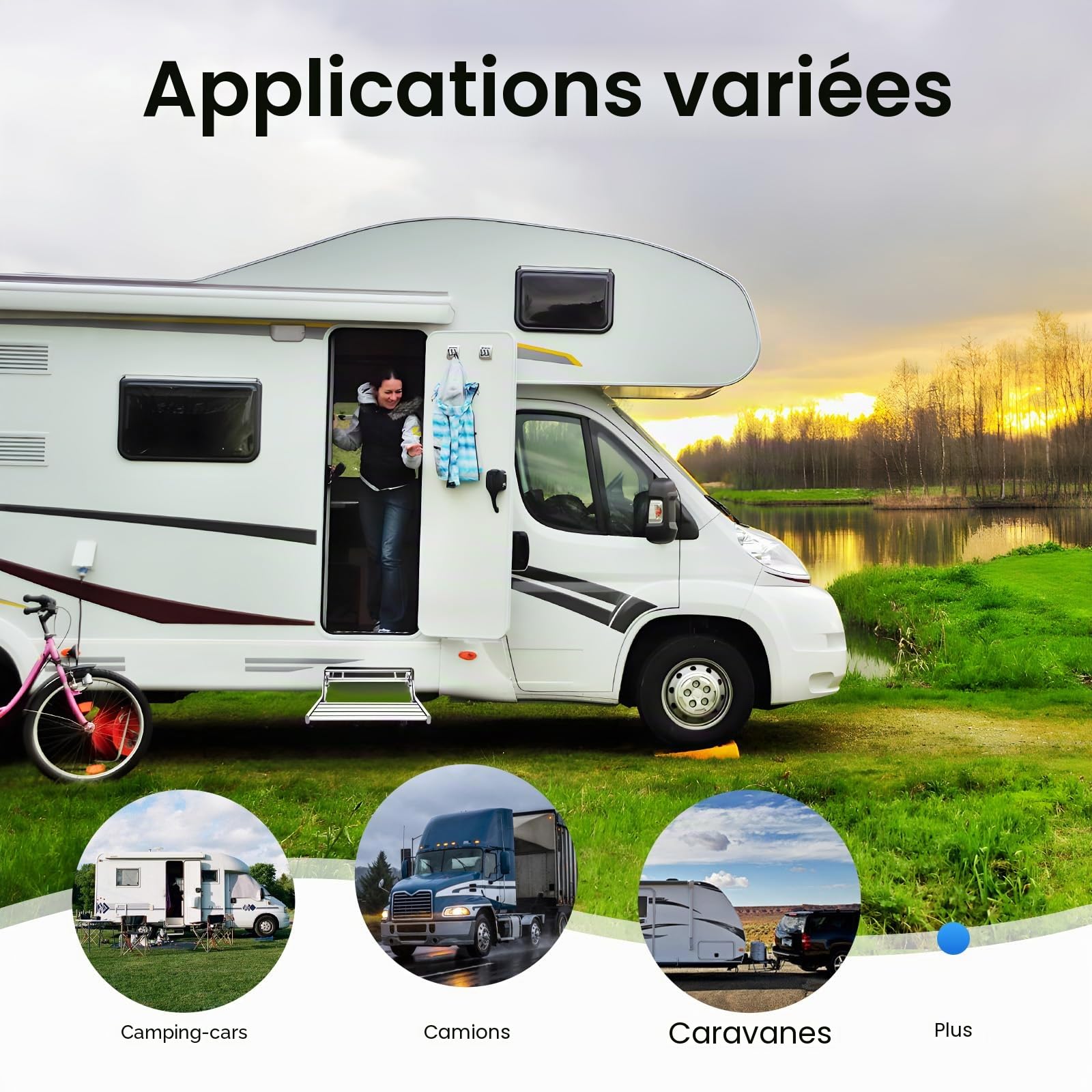 Marchepied en alliage d'aluminium pour camping-car, marchepieds de camping-car pliables, marche manuelle de camping-car, ferrures de marchepied de caravane, capacité de charge 150 kg, marche