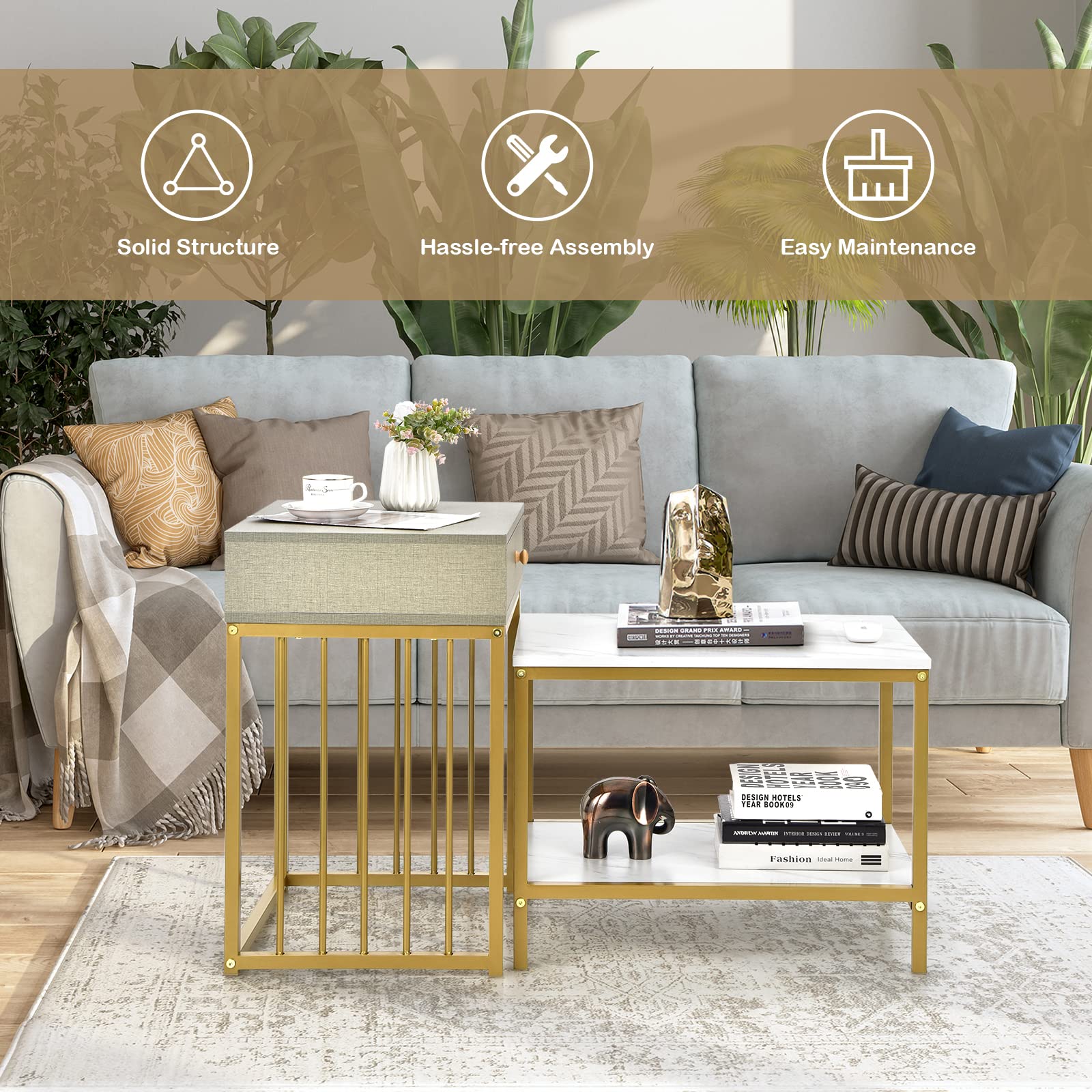 Amazon.com: Tangkula Nesting Coffee Table Set of 2